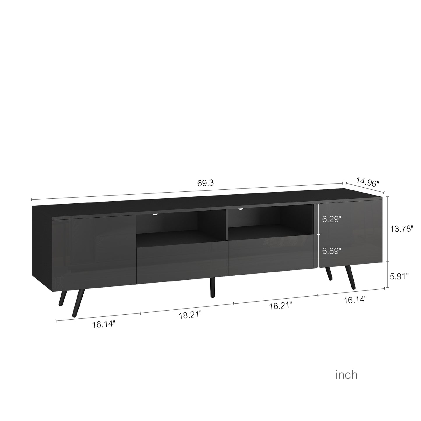 Sleek White TV Stand with LED Lights and Remote Control