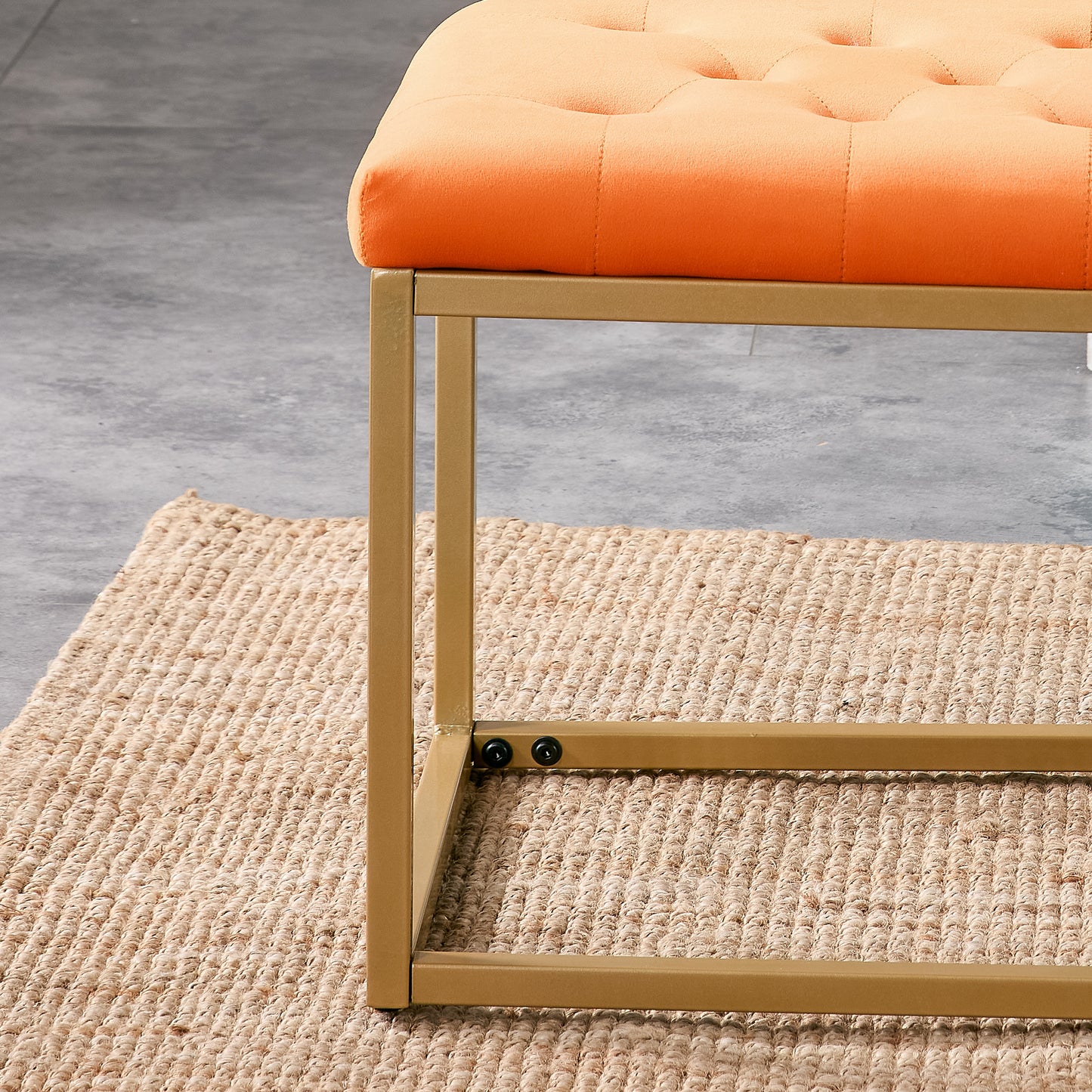 Chair Velvet Shoe Changing Stool, Orange Footstool, Square Vanity Chair, Sofa stool,Makup Stool .Vanity Seat ,Rest stool. Piano Bench .Suitable for Clothes Shop,Living RoomST-001-OR