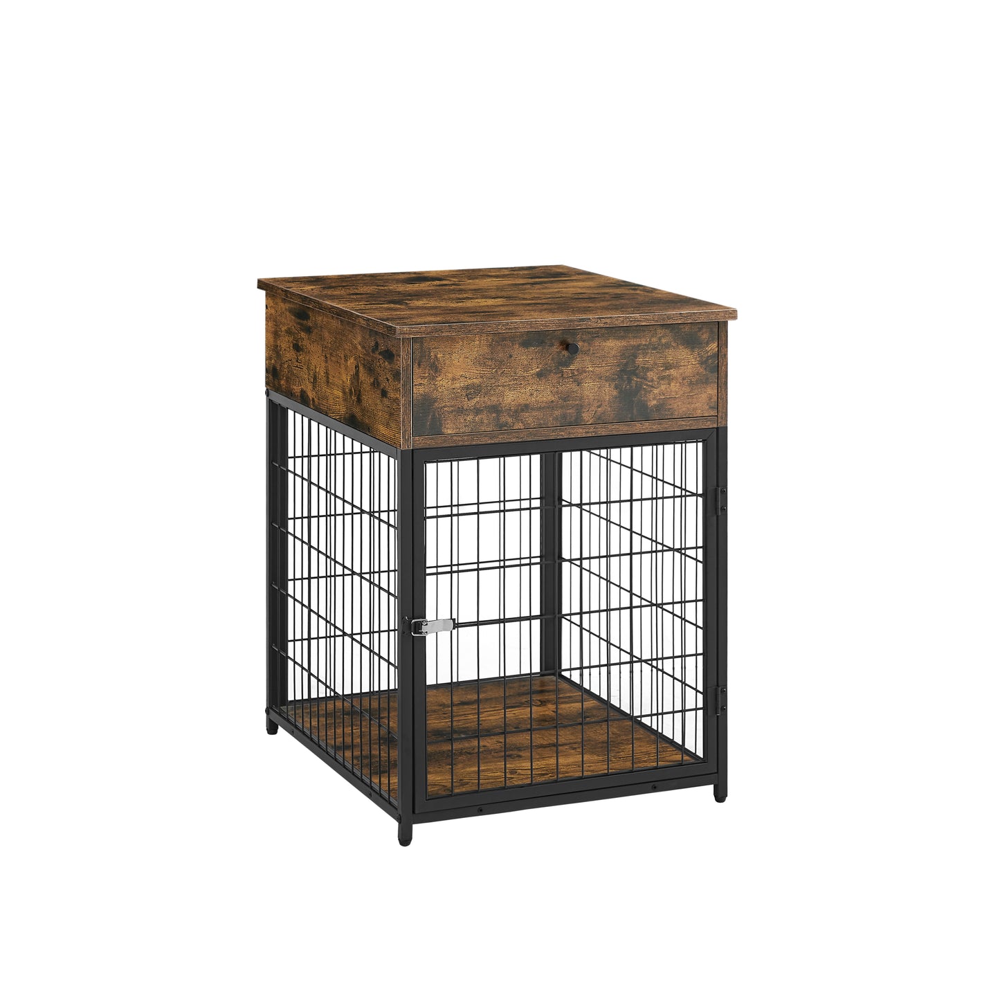 Furniture Style Wood Dog Crate End Table with Storage Console. Rustic Brown,19.69'' W x 22.83'' D x 26.97'' H.