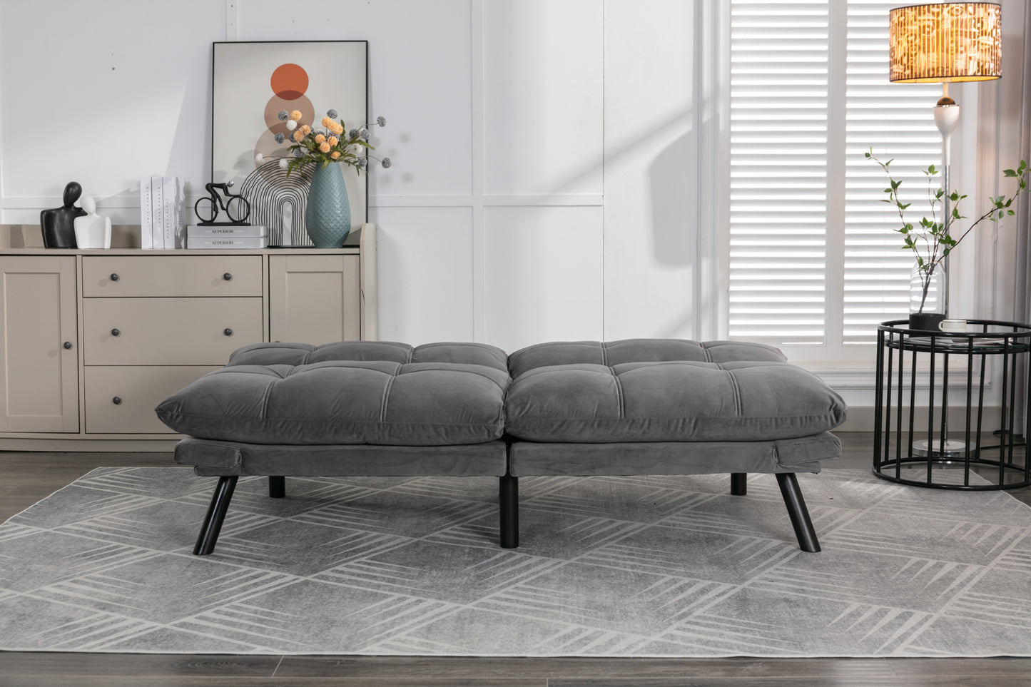 Light Grey Convertible Folding Modern sofa Bed