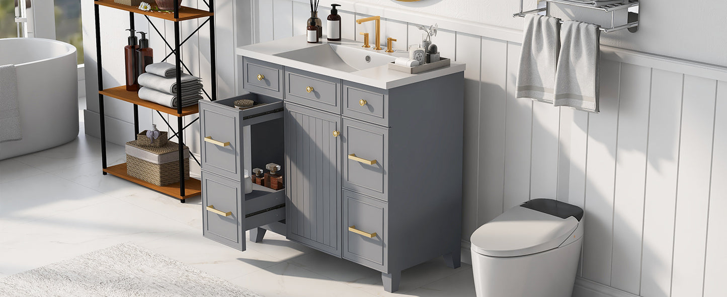 36" Bathroom Vanity Cabinet with Sink Top Combo Set, Grey, Single Sink, Shaker Cabinet with Soft Closing Door and Drawer