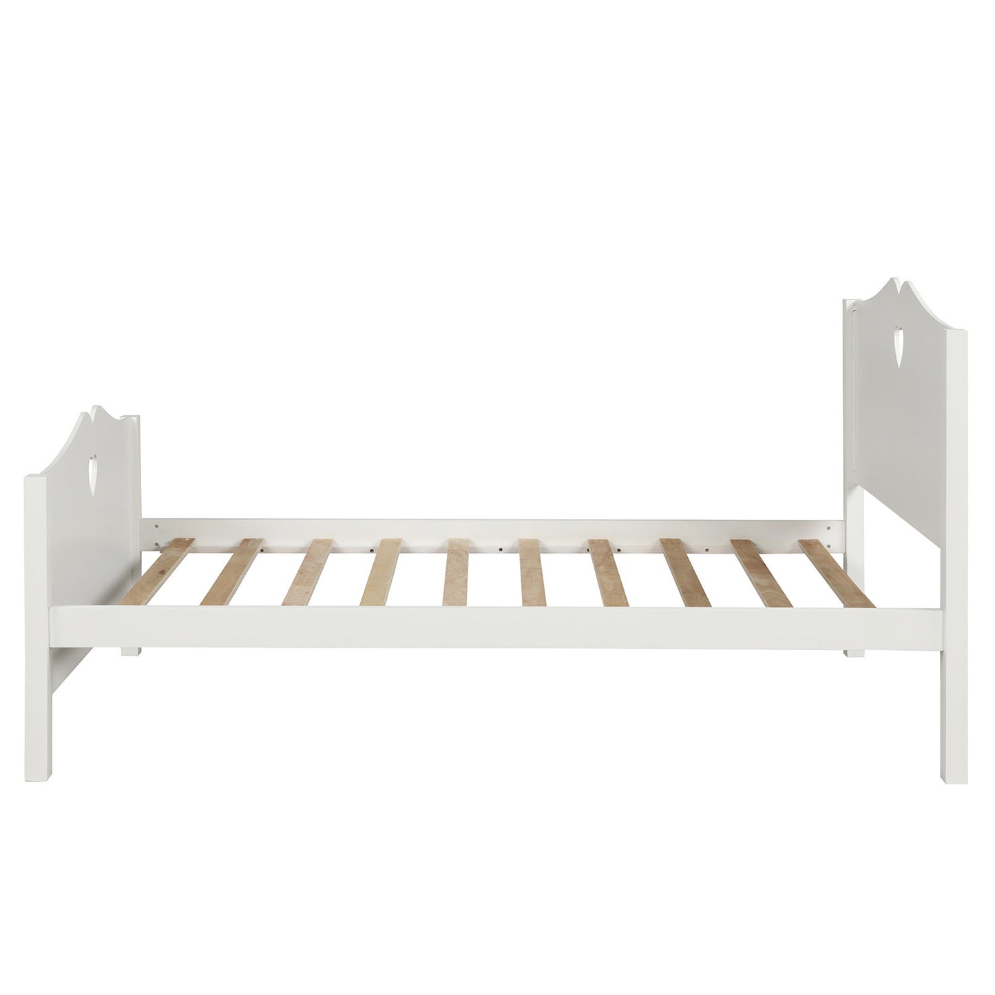 Bed Frame Twin Platform Bed with Wood Slat Support and Headboard and Footboard (White)