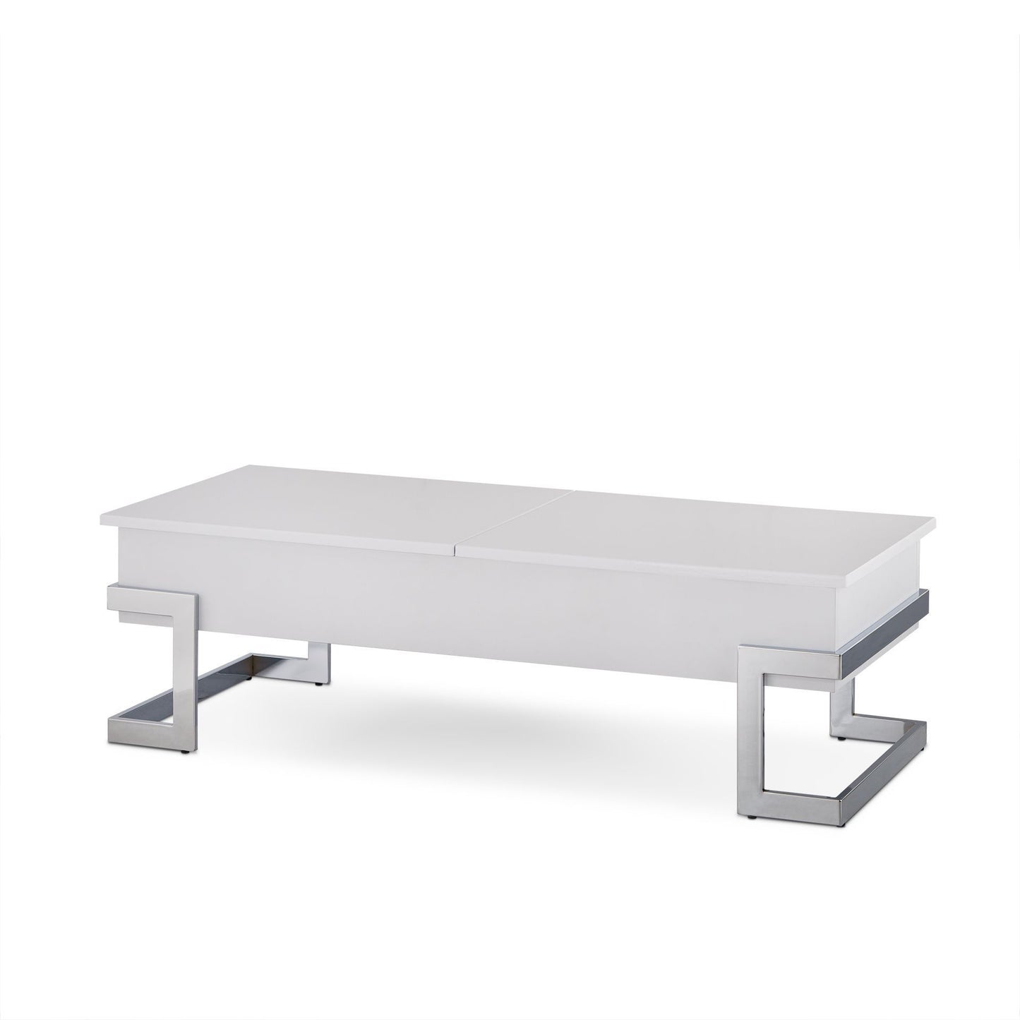 Elegant Chrome and White Lift-Top Coffee Table