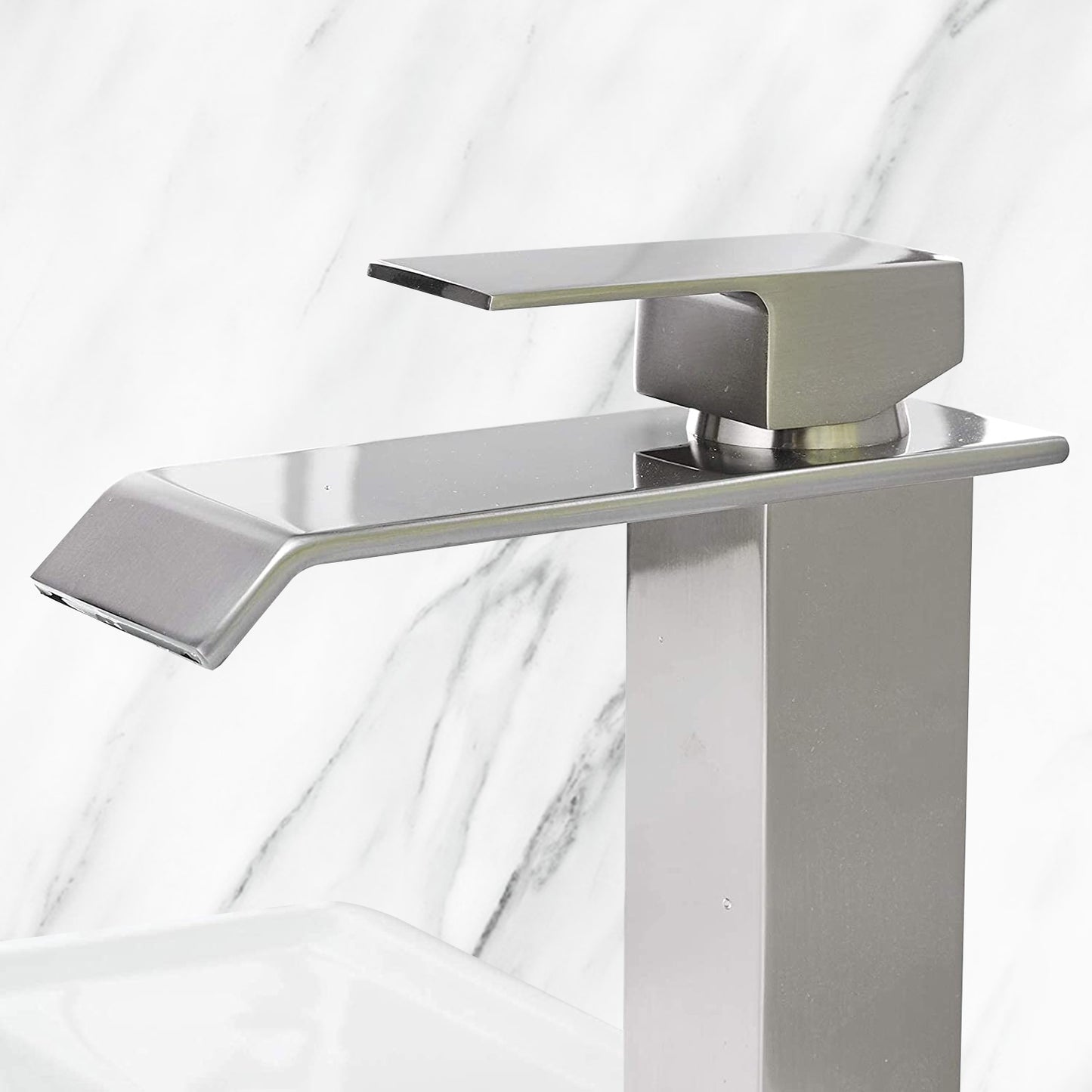 Waterfall Bathroom Faucet with Single Handle and Soft Water Flow