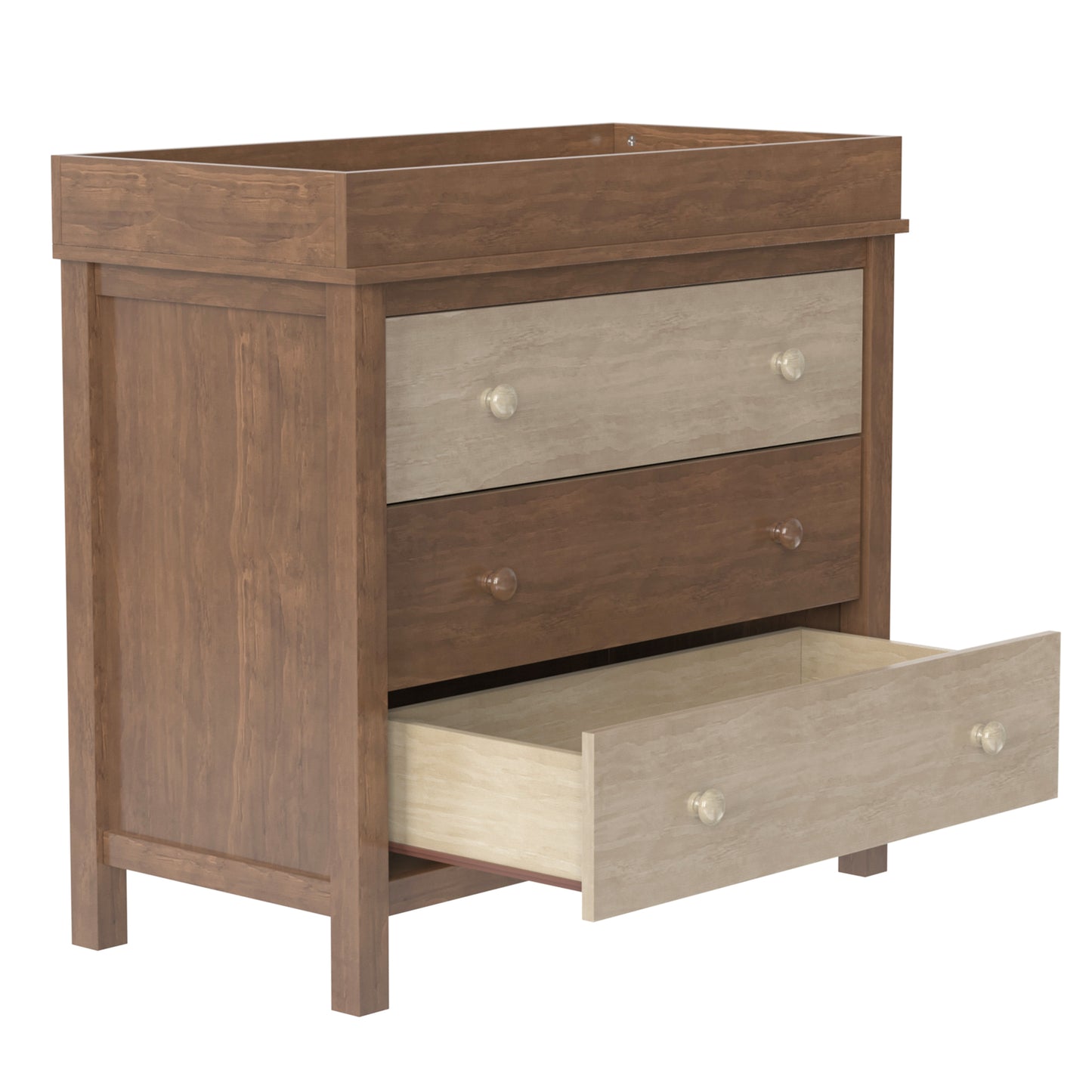 3-Drawer Changer Dresser with Removable Changing Tray in Brown