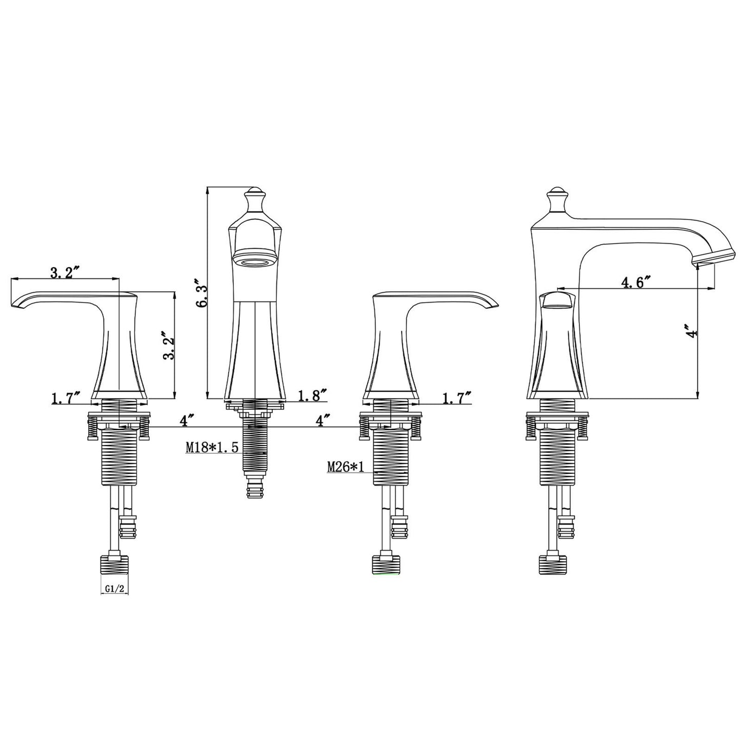 Brushed Nickel Widespread Double Handles Bathroom Sink Faucet