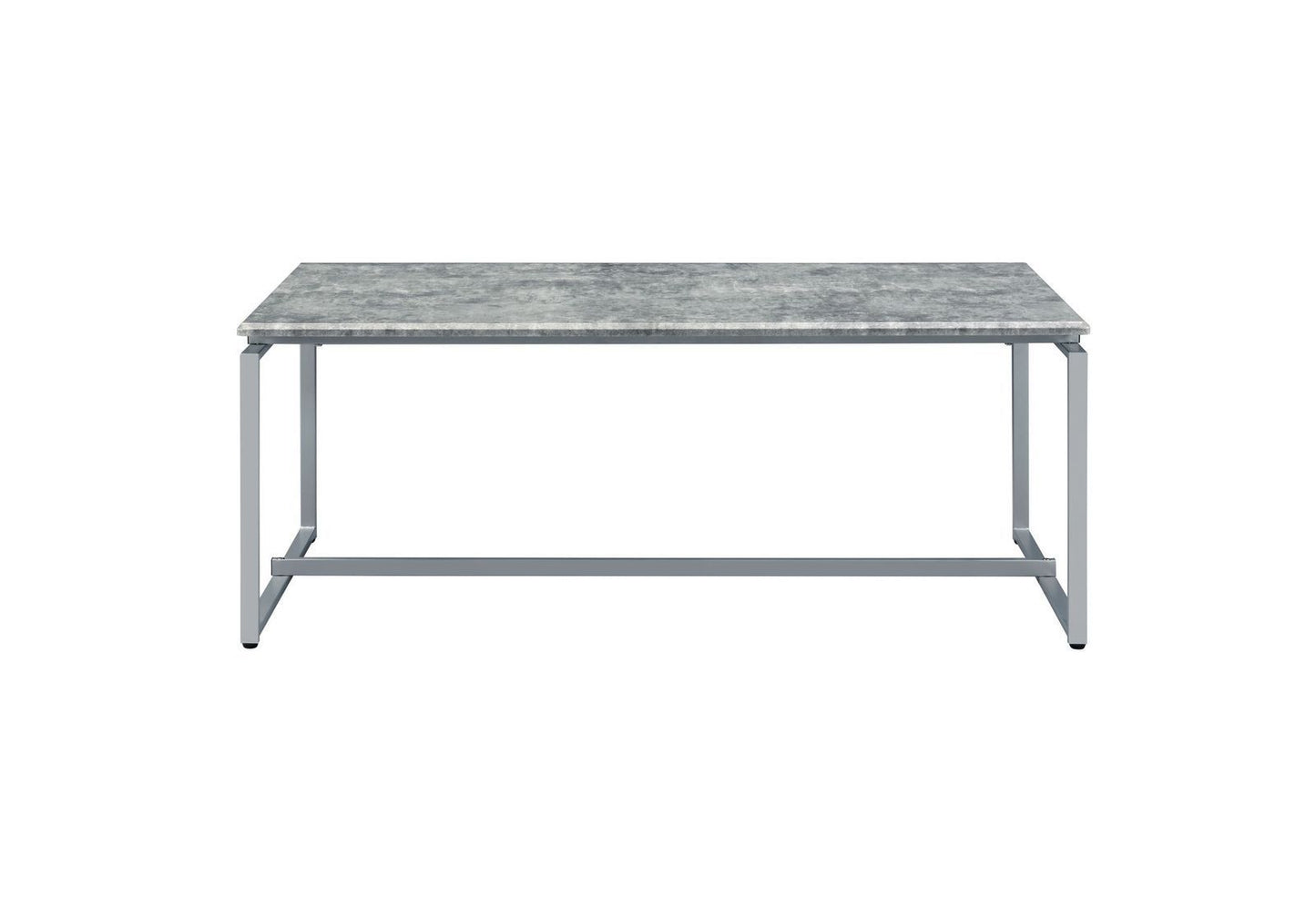 Jurgen Modern 3-Piece Faux Concrete Coffee Table Set with Silver Base