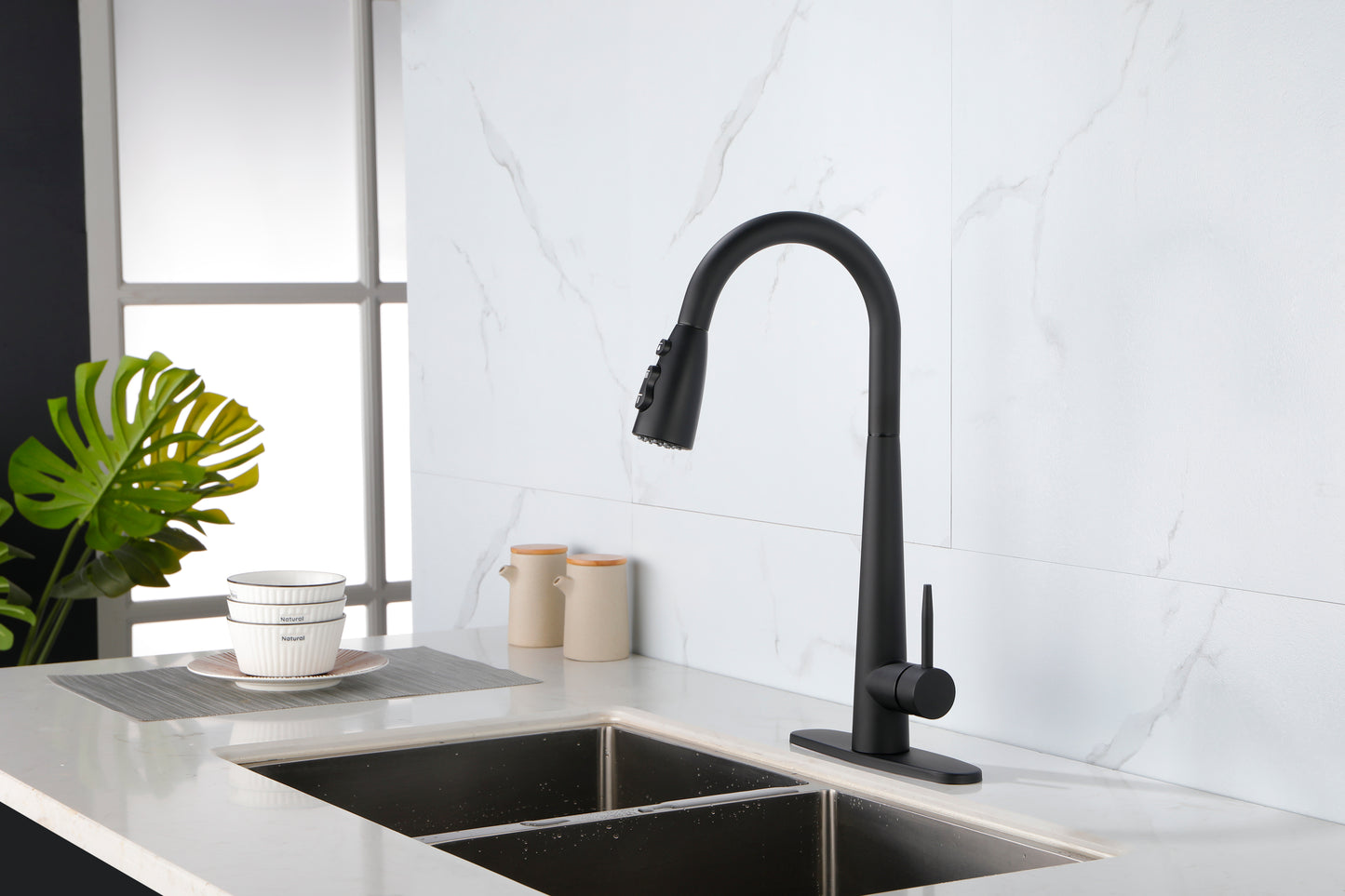 Modern Stainless Steel High Arc Kitchen Faucet with Pull Down Sprayer