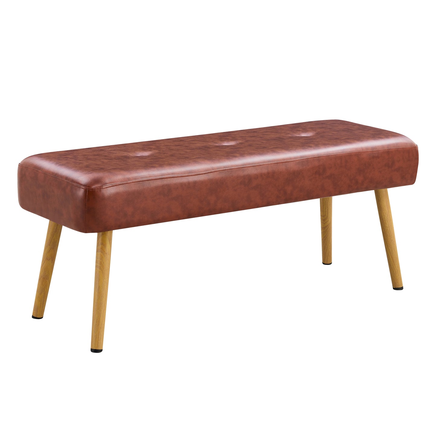 PU Upholstered Bench With Metal Legs .Shoe Changing Bench Sofa Bench Dining Chair .for to Bedroom Fitting Room, Store, Dining Room and Living Room.BrownST-004-BR