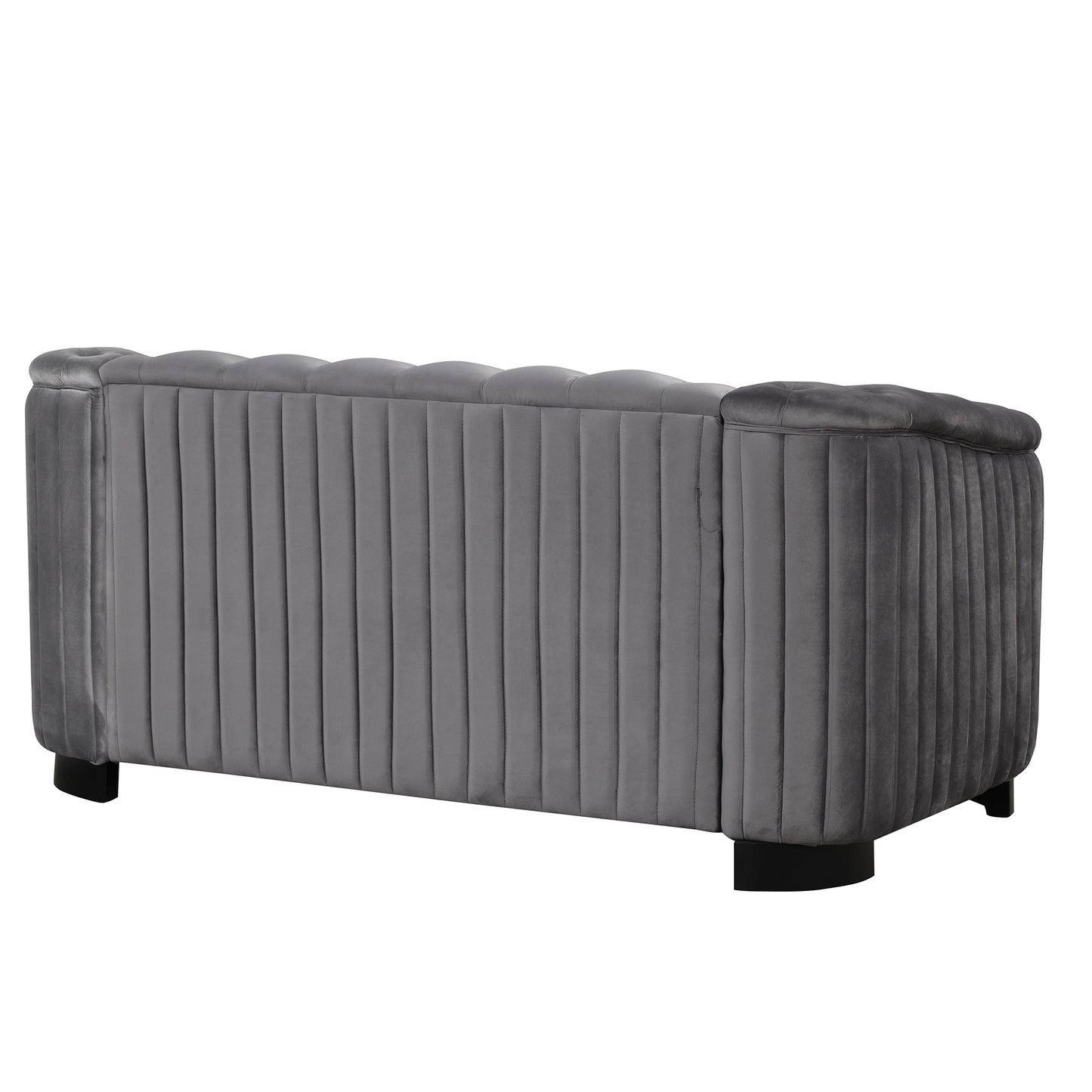 Modern Gray Velvet Loveseat Sofa with Removable Seat Cushion