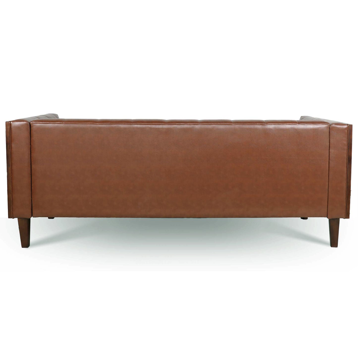 78.74 Brown Leather 3-Seater Sofa with Round Pillows