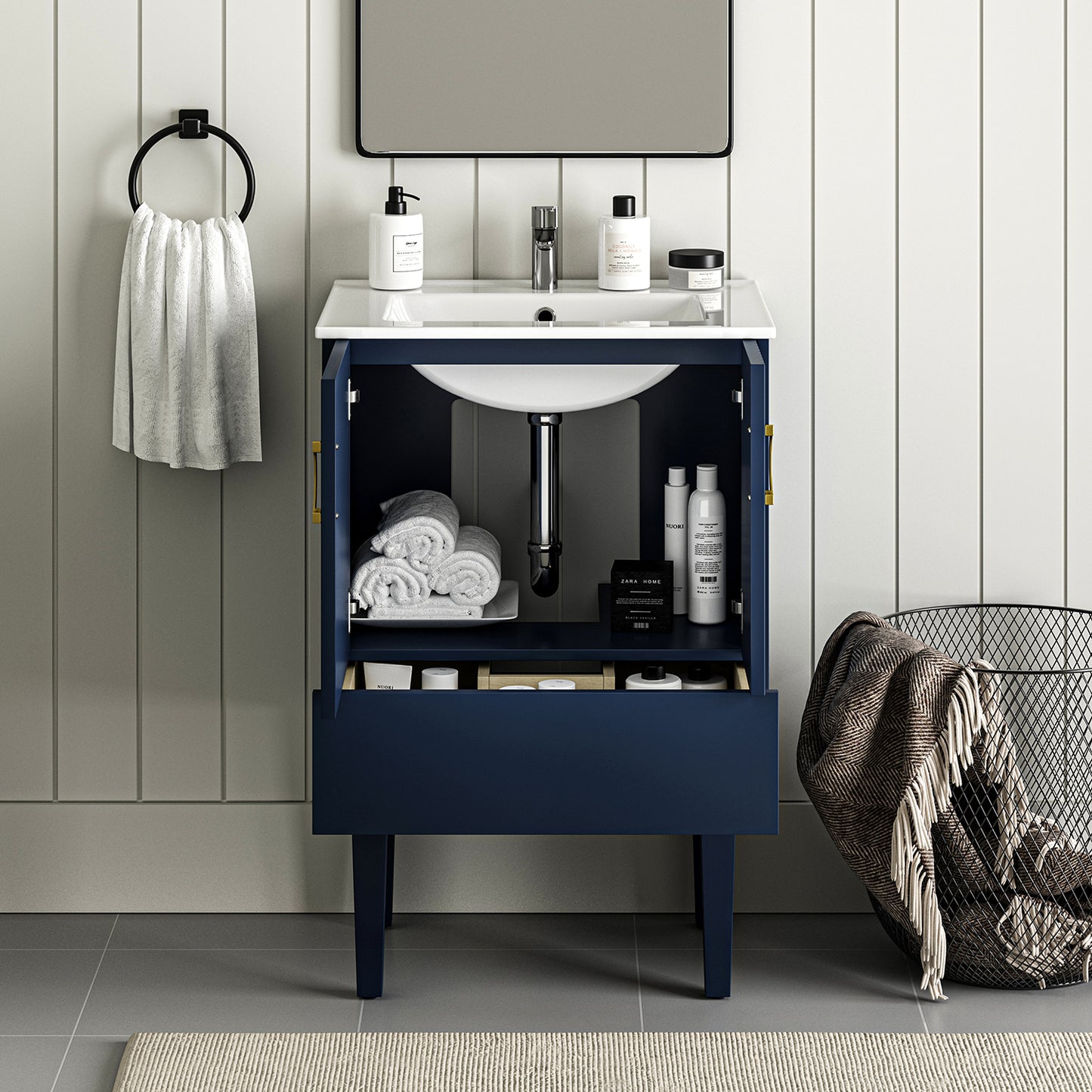 Veronica 24" Single Bathroom Vanity With Ceramic Vanity Top-NAVY