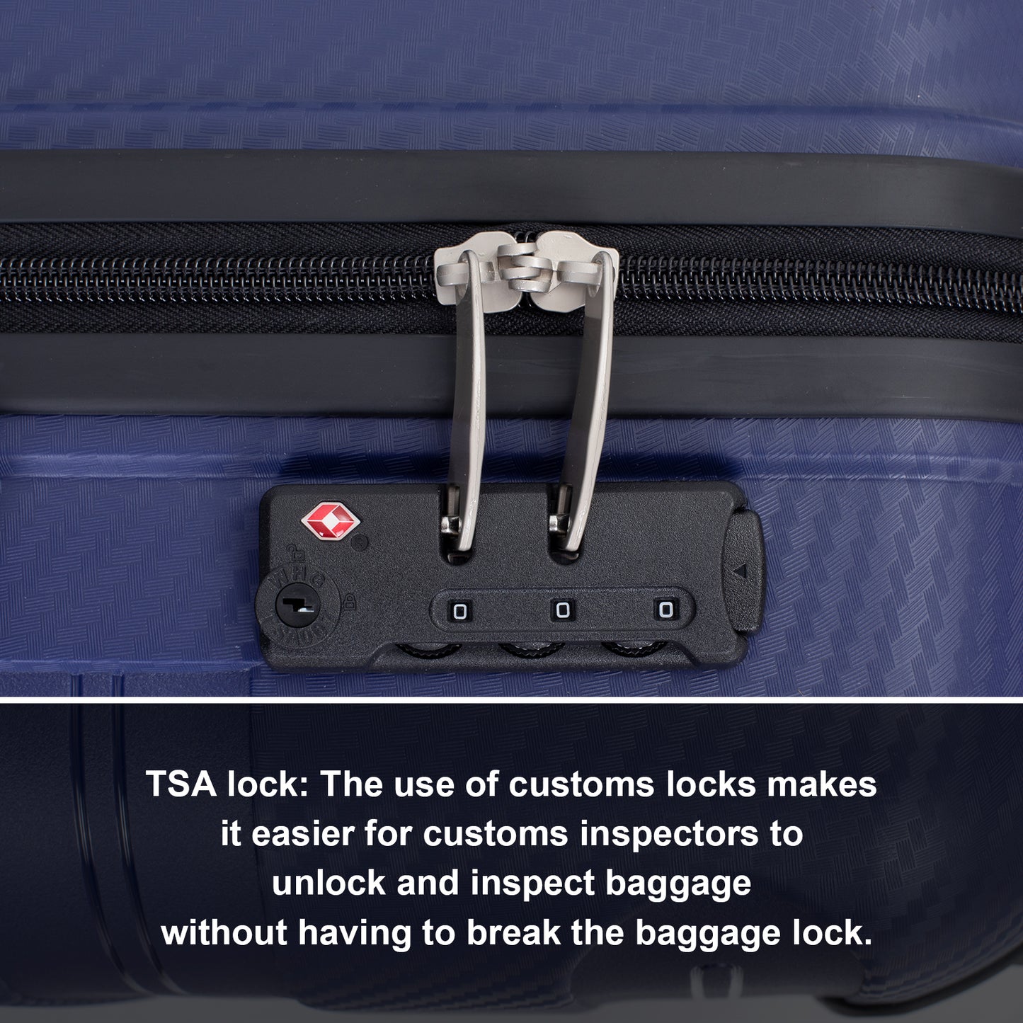 Hardshell Suitcase Spinner Wheels PP Luggage Sets Lightweight Durable Suitcase with TSA Lock,3-Piece Set (20/24/28) ,Navy