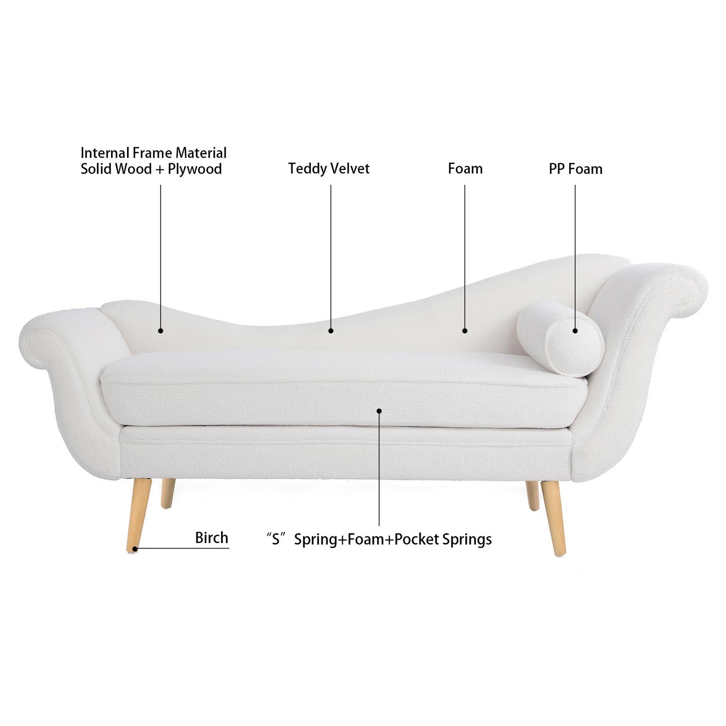 Chaise Lounge with Scroll Arms