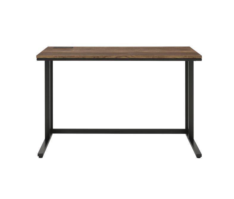 Tyrese Modern Desk with USB Port, Walnut & Black Finish