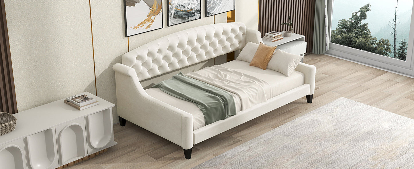 Modern Luxury Tufted Button Daybed,Twin,Beige(Expected Arrival Time:12.28)