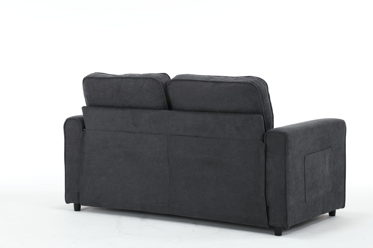 Convertible 3-Fold Sofa Bed with Side Storage, Velvet Linen Fabric