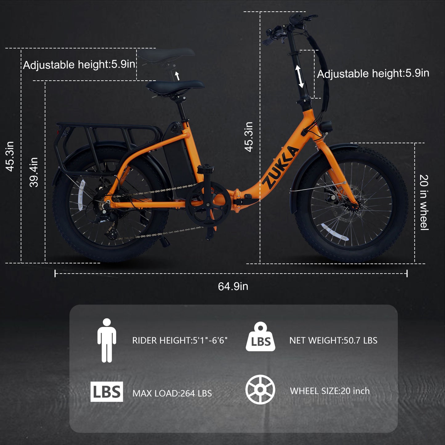 Electric Bike for Adults, 500W Motor 25MPH Max Speed, 48V 10AH Removable Battery, 20" Fat Tire Foldable Electric Bike  and 7-Speed Electric Bicycles