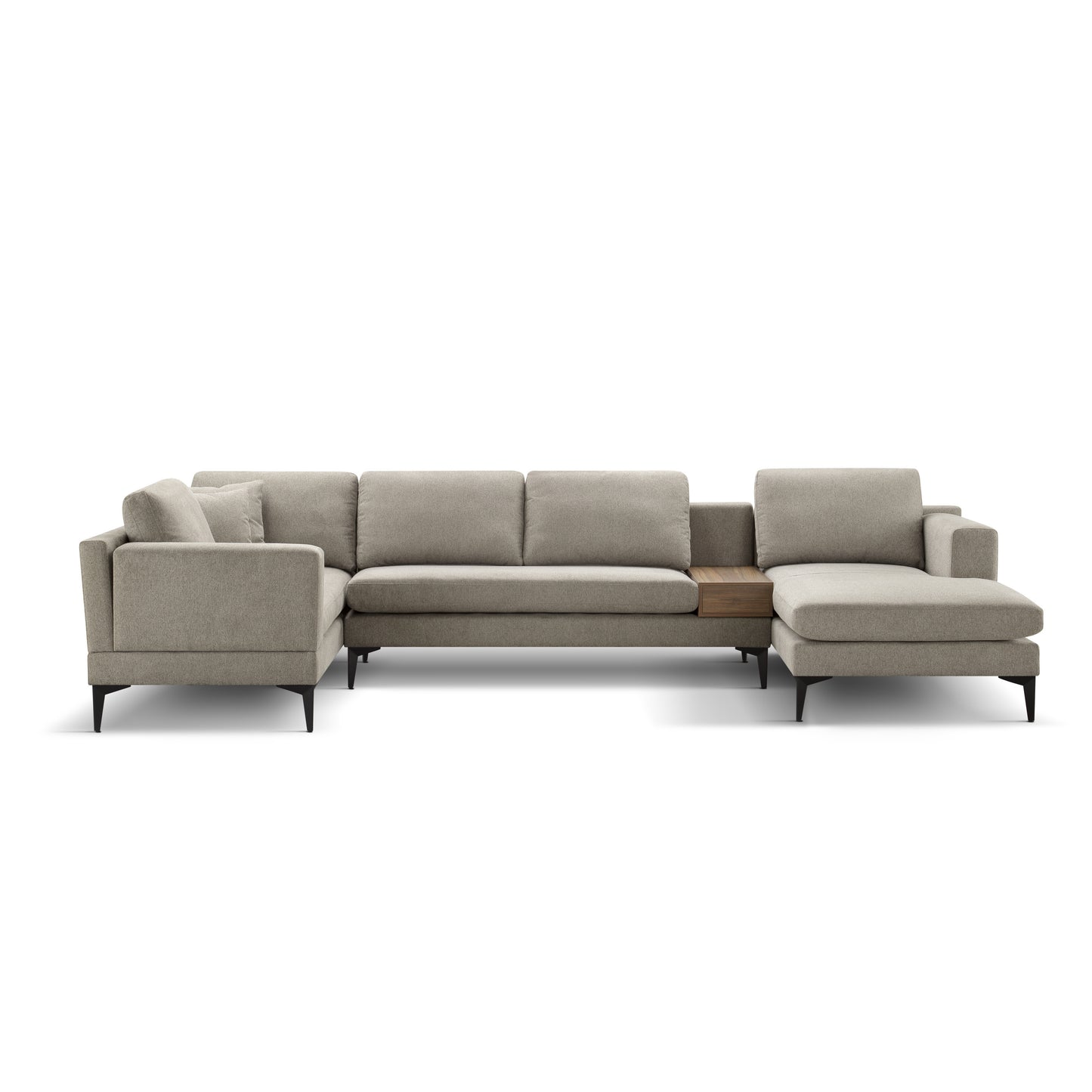 3-Piece U-Shape Upholstered Sectional Sofa Set with Reversible Chaise Lounge, Sand Texture