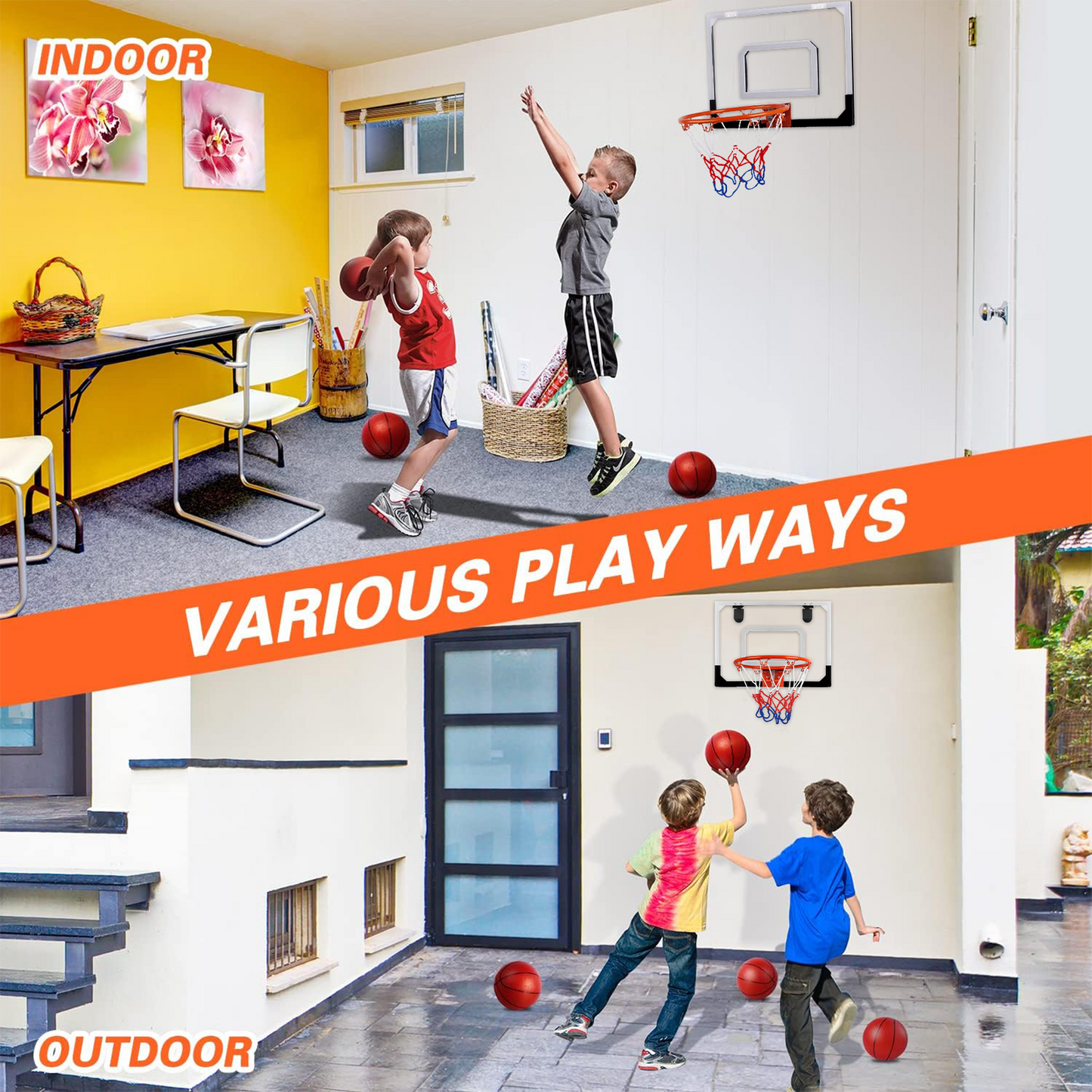 Pro Room Basketball Hoop Over The Door - Wall Mounted Basketball Hoop Set - Indoor Basketball Hoop With Ball and Air Pump