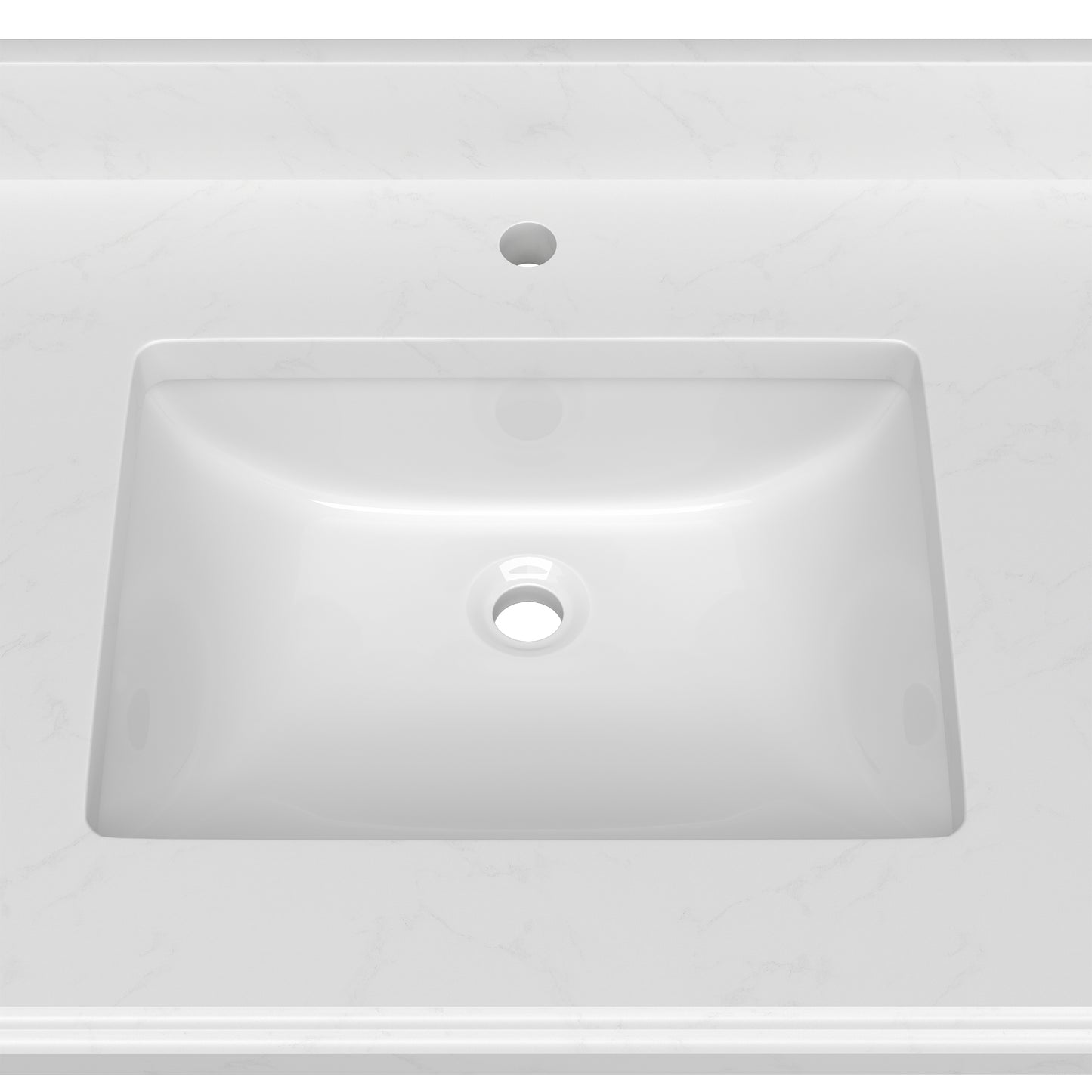 49 Inch Quartz Vanity Top with Undermounted Rectangular Ceramic Sink & Backsplash, White Carrara Engineered Stone Countertop for Bathroom Kitchen Cabinet 1 Faucet Hole (not Include Cabinet)