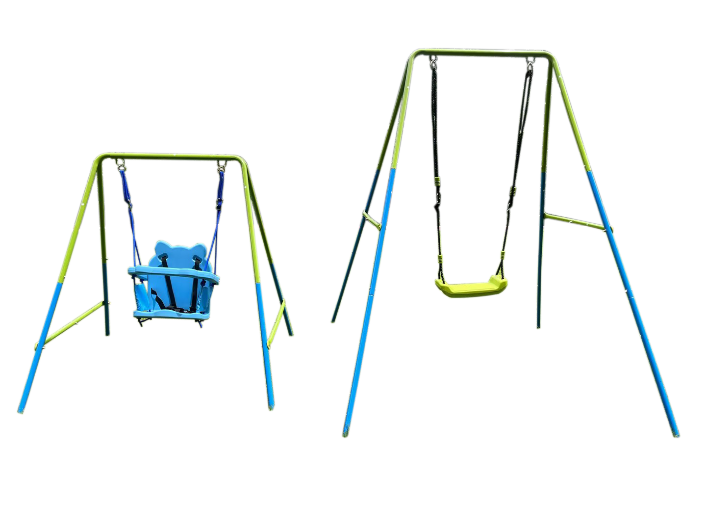 Versatile 2-in-1 Baby Swing in Lemon Green and Sky Blue - Safe Outdoor Playground Swing Set for Children Ages 3+