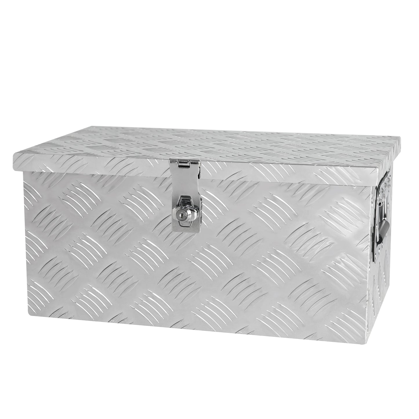 20 Inch Silver Aluminum Tool long Box 5 Bar Tread Flat box for Truck Car Outdoor Trailer Pickup Underbody RV ATV Storage Tools Organizer with Lock Side Handle and Keys (20.1"×11.8"×9.3")