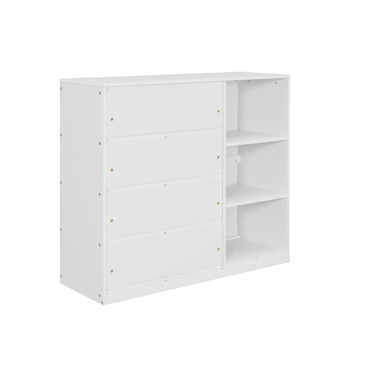 White Twin Bunk Bed with Storage Drawers and Shelves - Space-Saving Twin Bunk Bed