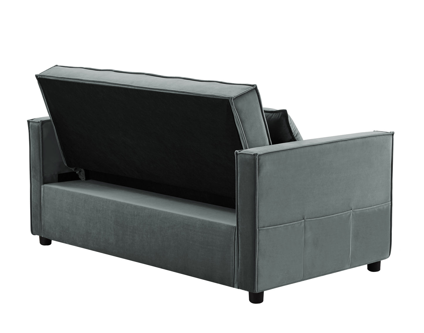 Grey Velvet Two-Person Sofa Bed