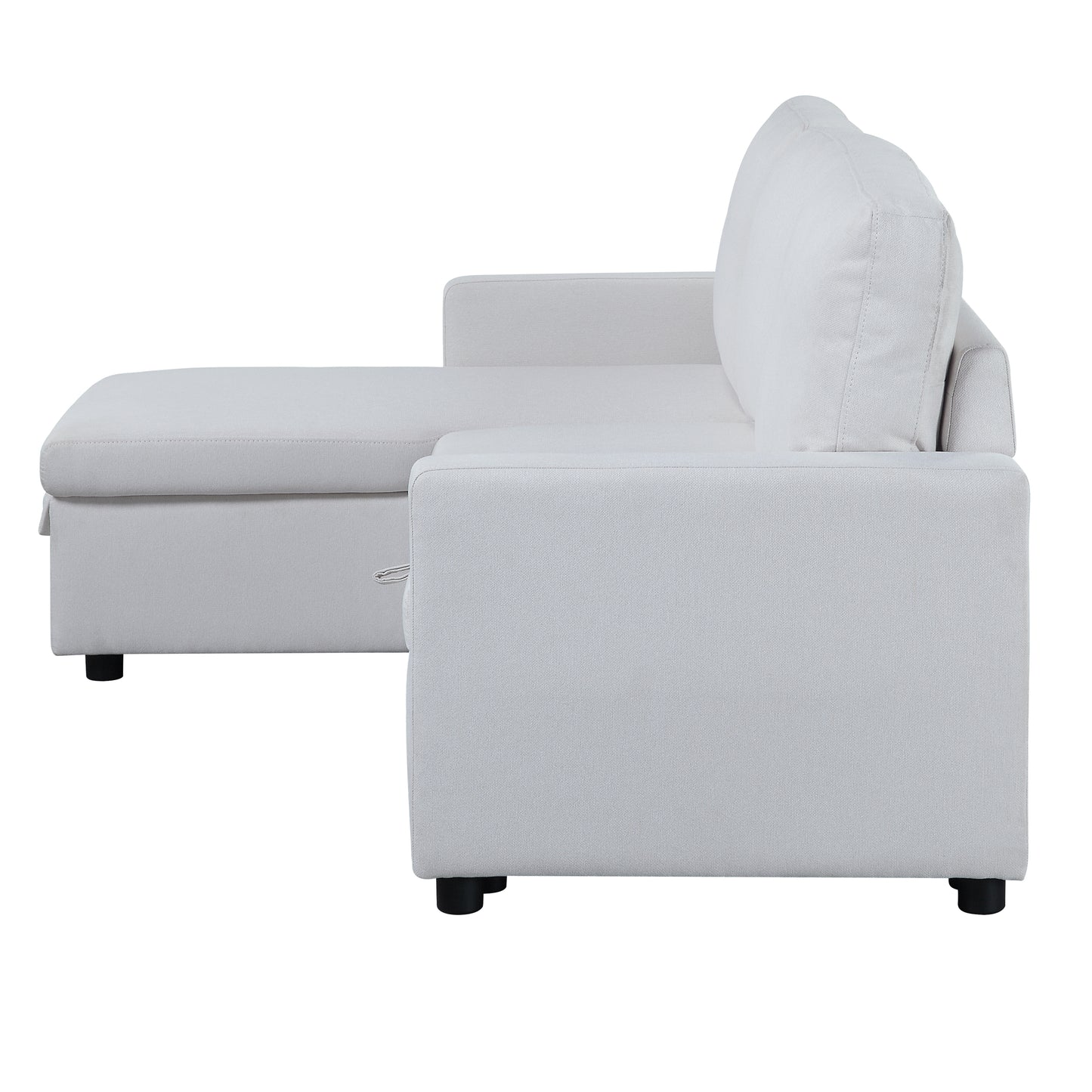 Hiltons Sleeper Sectional Sofa with Reversible Storage Chaise, White Fabric LV00971