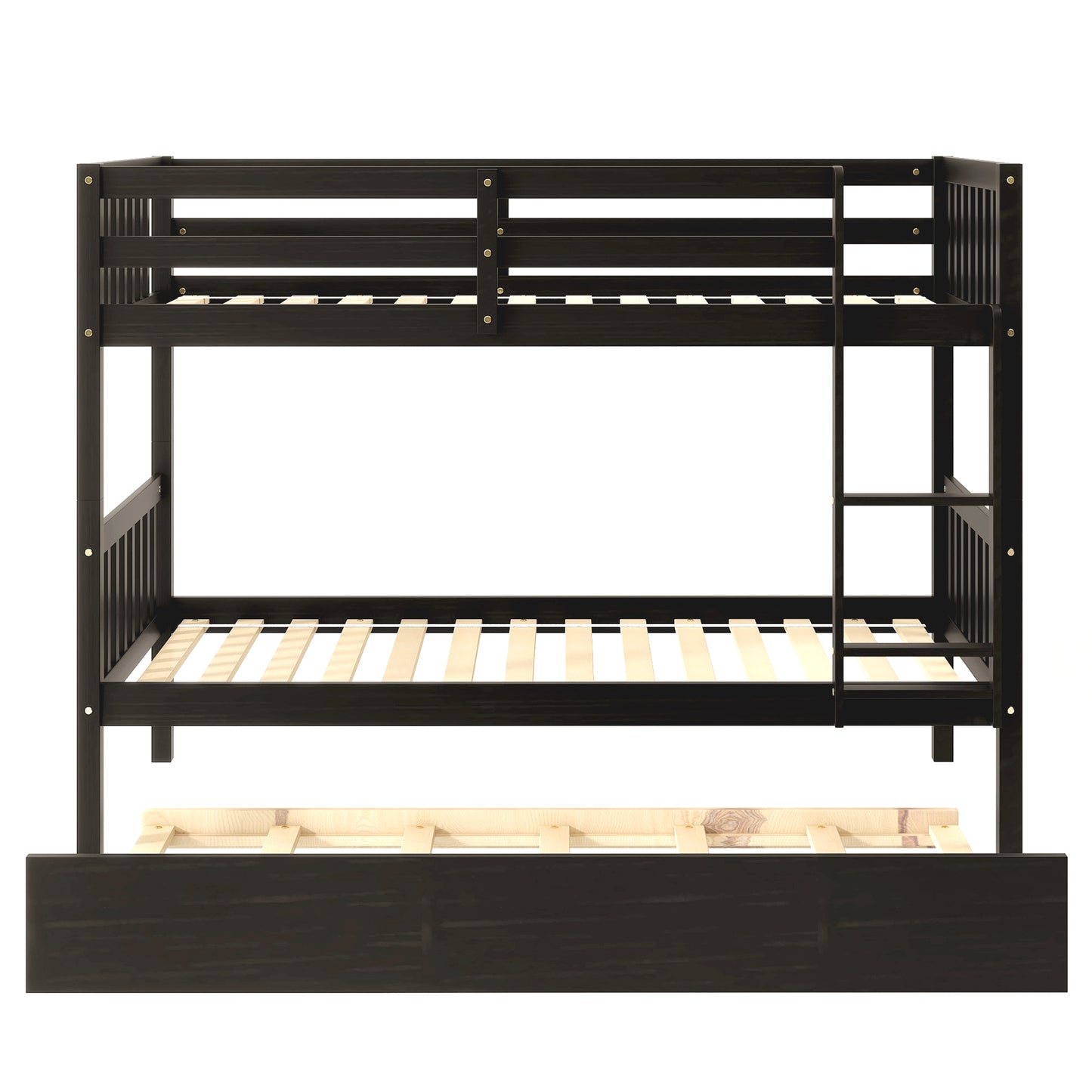 Trio Bunk Bed Set with Trundle, Durable Wood Frame and Safety Enhancements