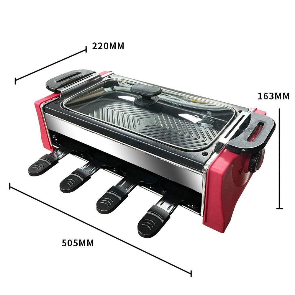 Raclette Grill 8-person Cooking Set with Adjustable Temperature and 1300W Power