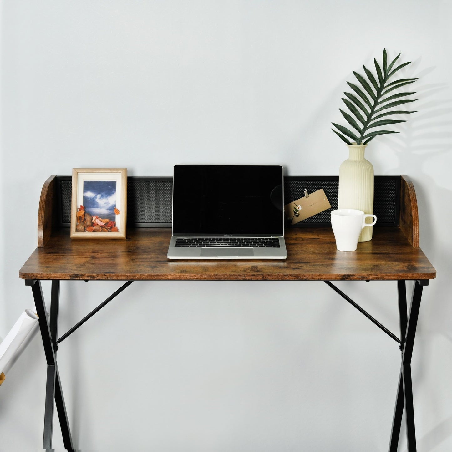 Rectangular Black Computer Desk with Sturdy Metal Legs