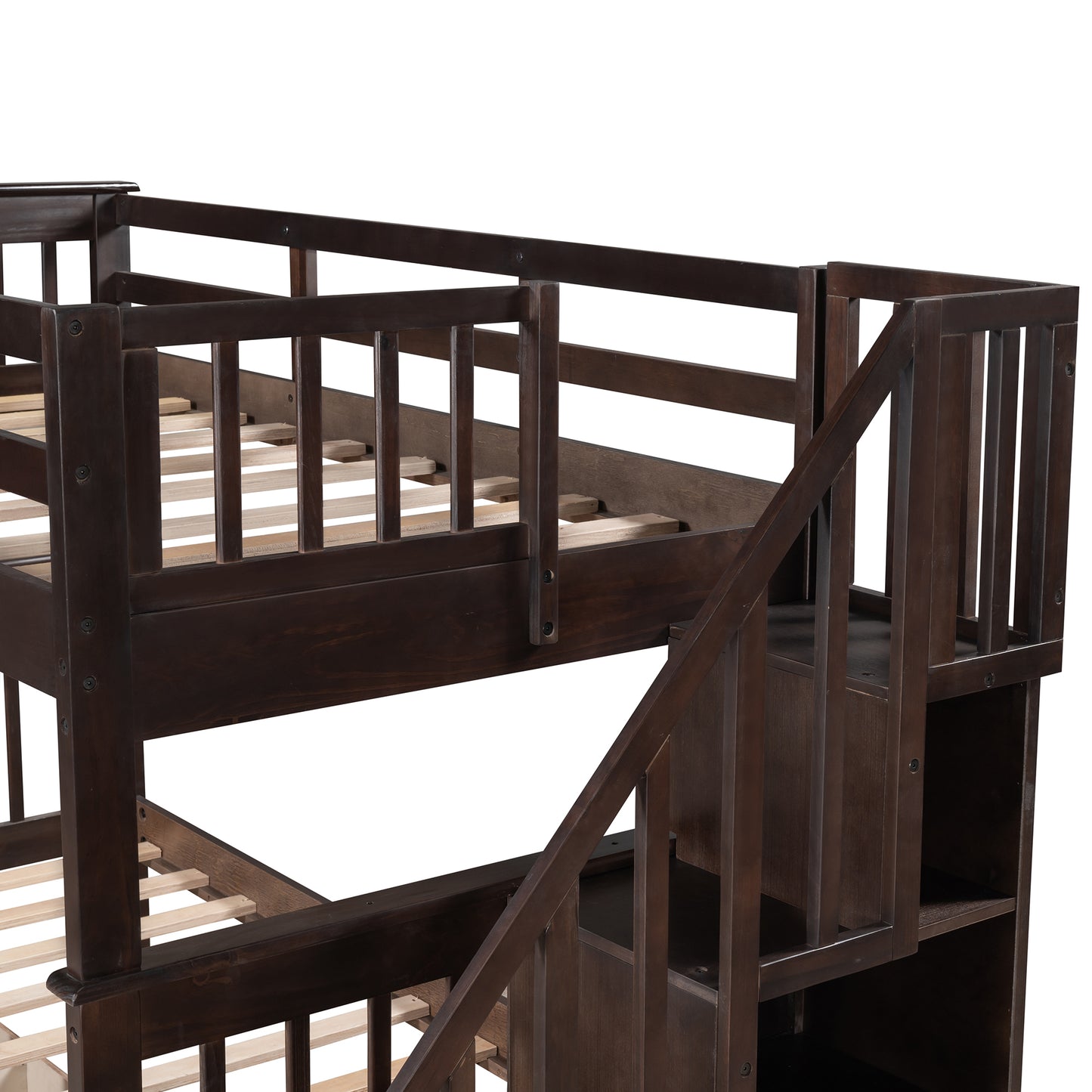 Staircase Twin Bunk Bed with Storage Drawers - Espresso