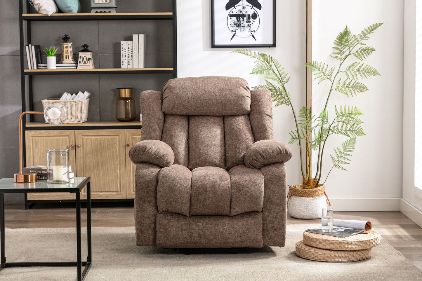 Comfort Plus Brown Power Lift Recliner Chair with Heat & Massage for Seniors and Heavy-Duty Support