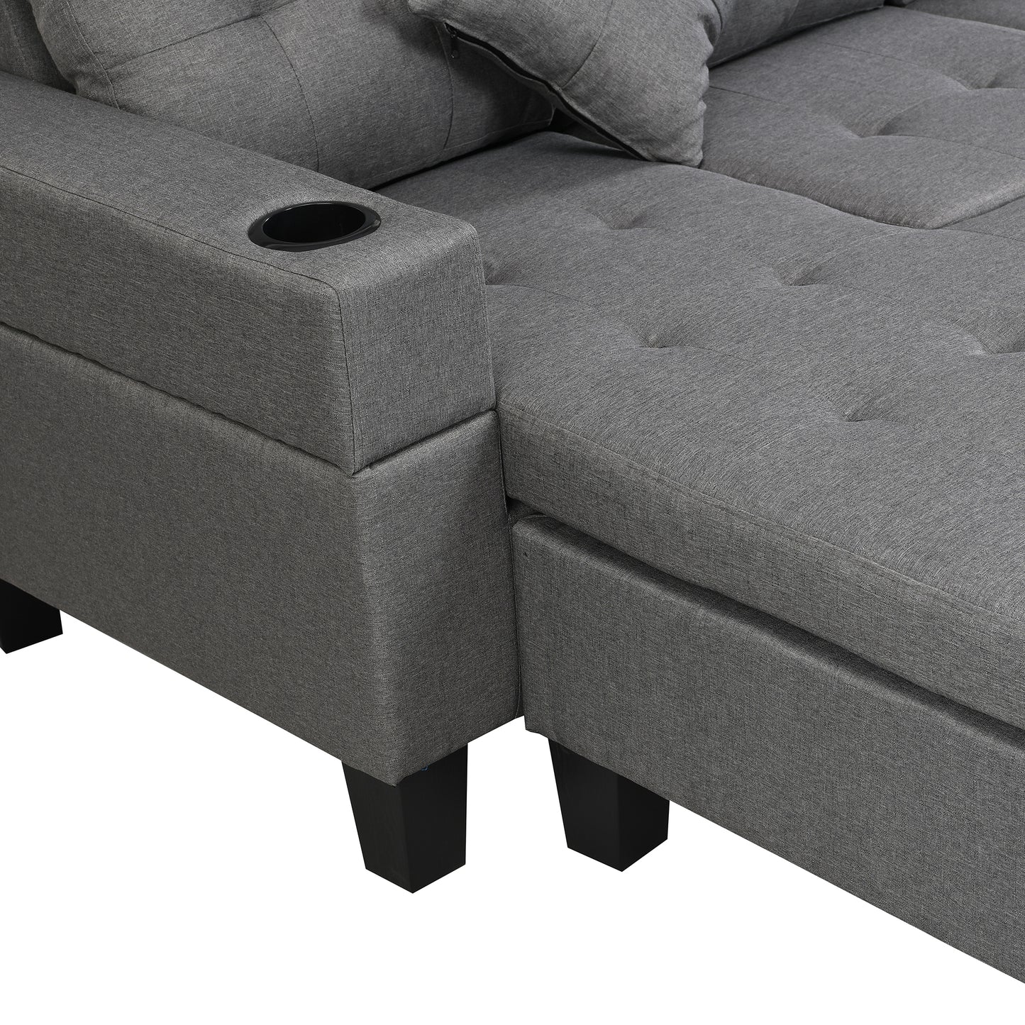 Sectional Sofa Set for Living Room with L Shape  Chaise Lounge ,cup holder and  Left or Right Hand Chaise  Modern 4 Seat