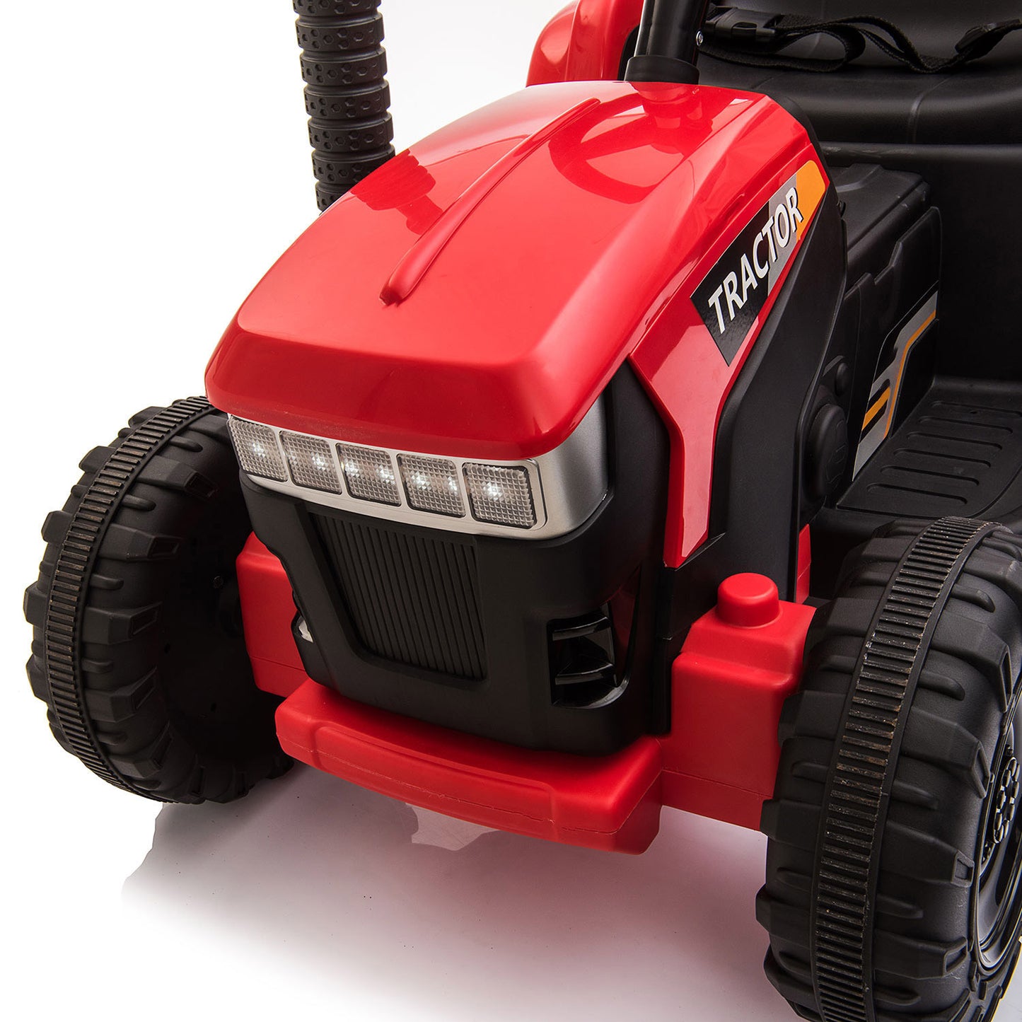 Red 12V Kids Ride-On Tractor with Removable Trailer and Music