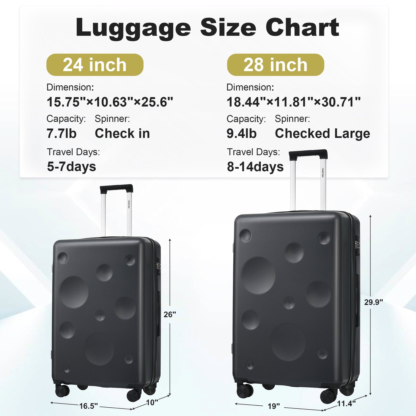 Hardshell Luggage Sets 2 Pieces 24"+28" Expandable Luggages Spinner Suitcase with TSA Lock Lightweight