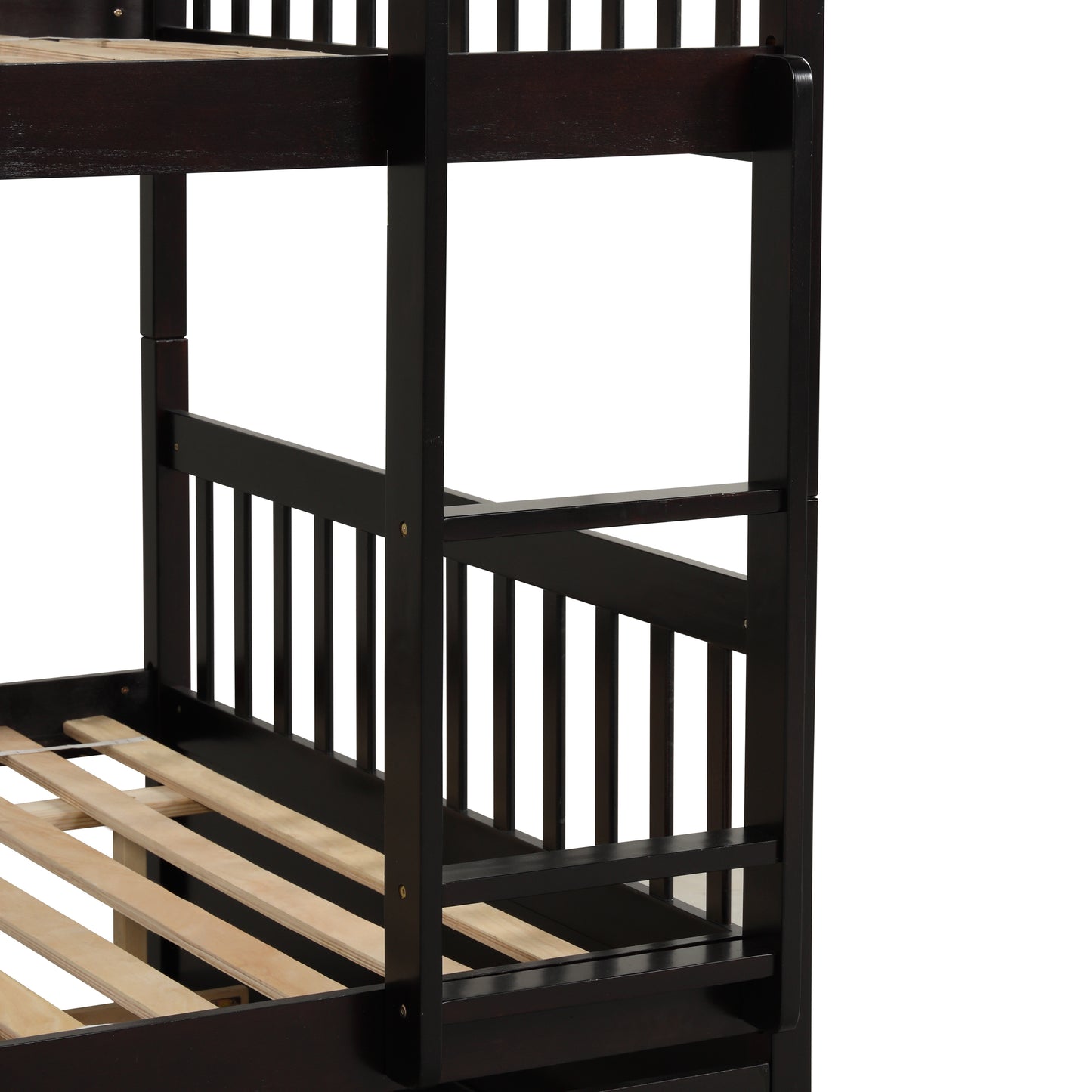 Espresso Rustic Full Size Bunk Bed Set with Trundle