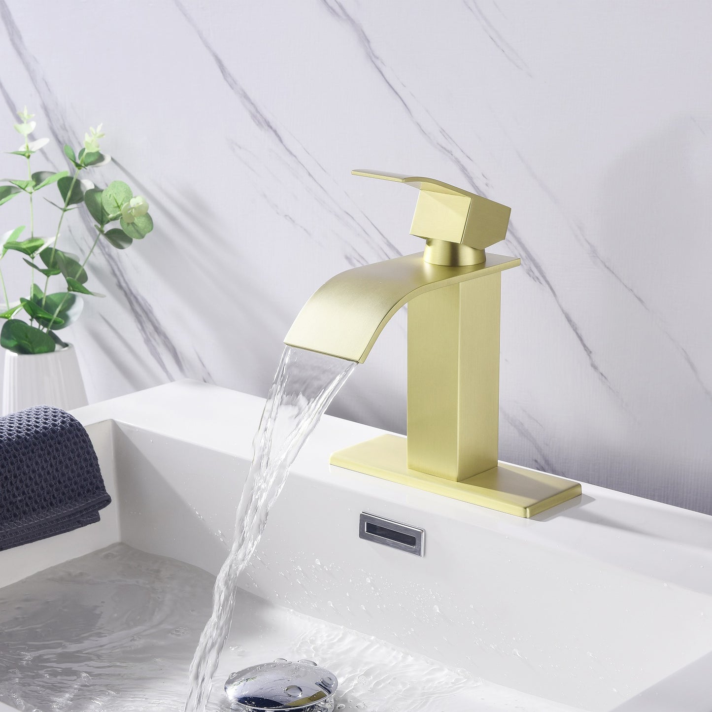 Elegant Waterfall Spout Bathroom Sink Faucet with Single Handle