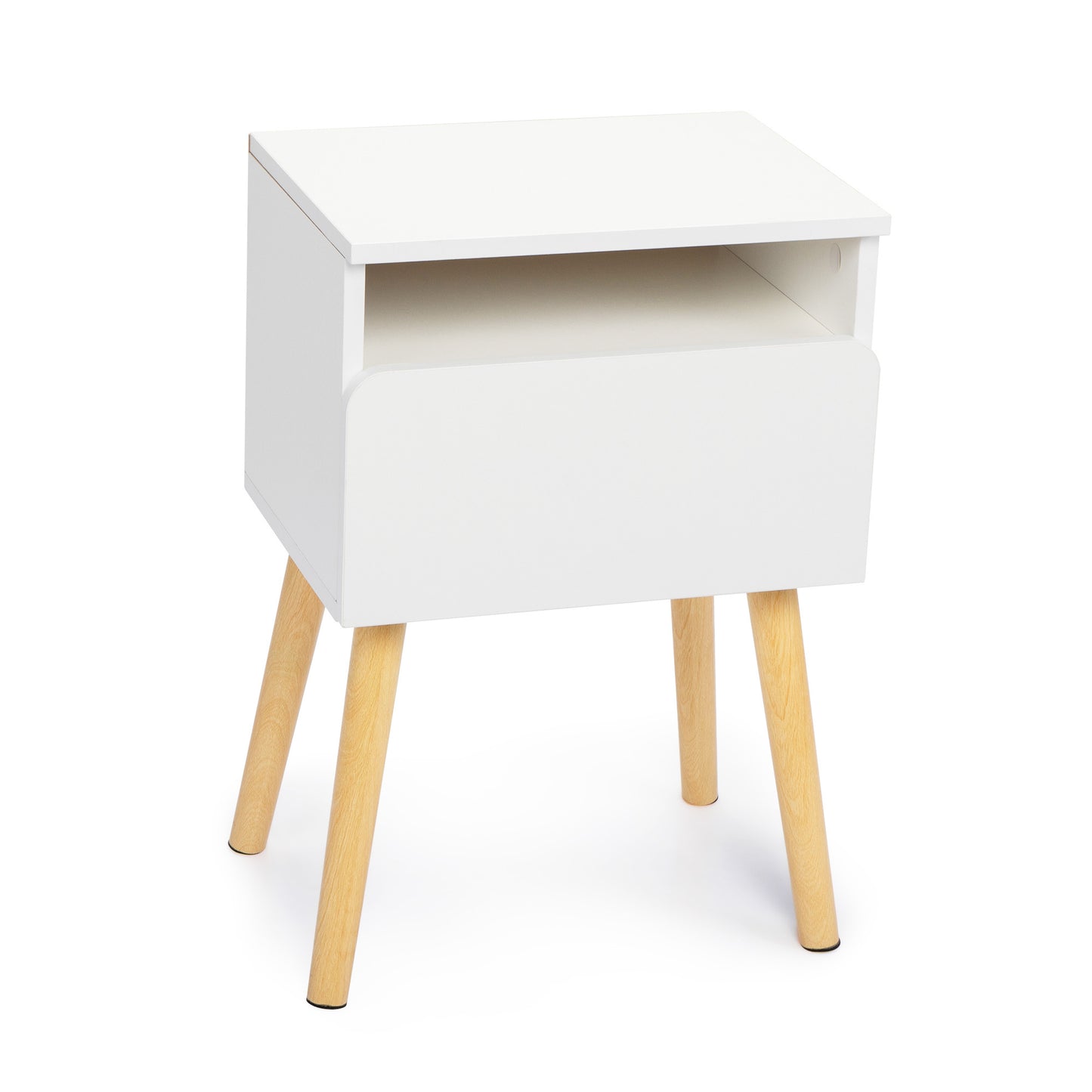 2-piece modern bedside table, bedroom coffee table with drawers, shelves, living room bedside furniture, white