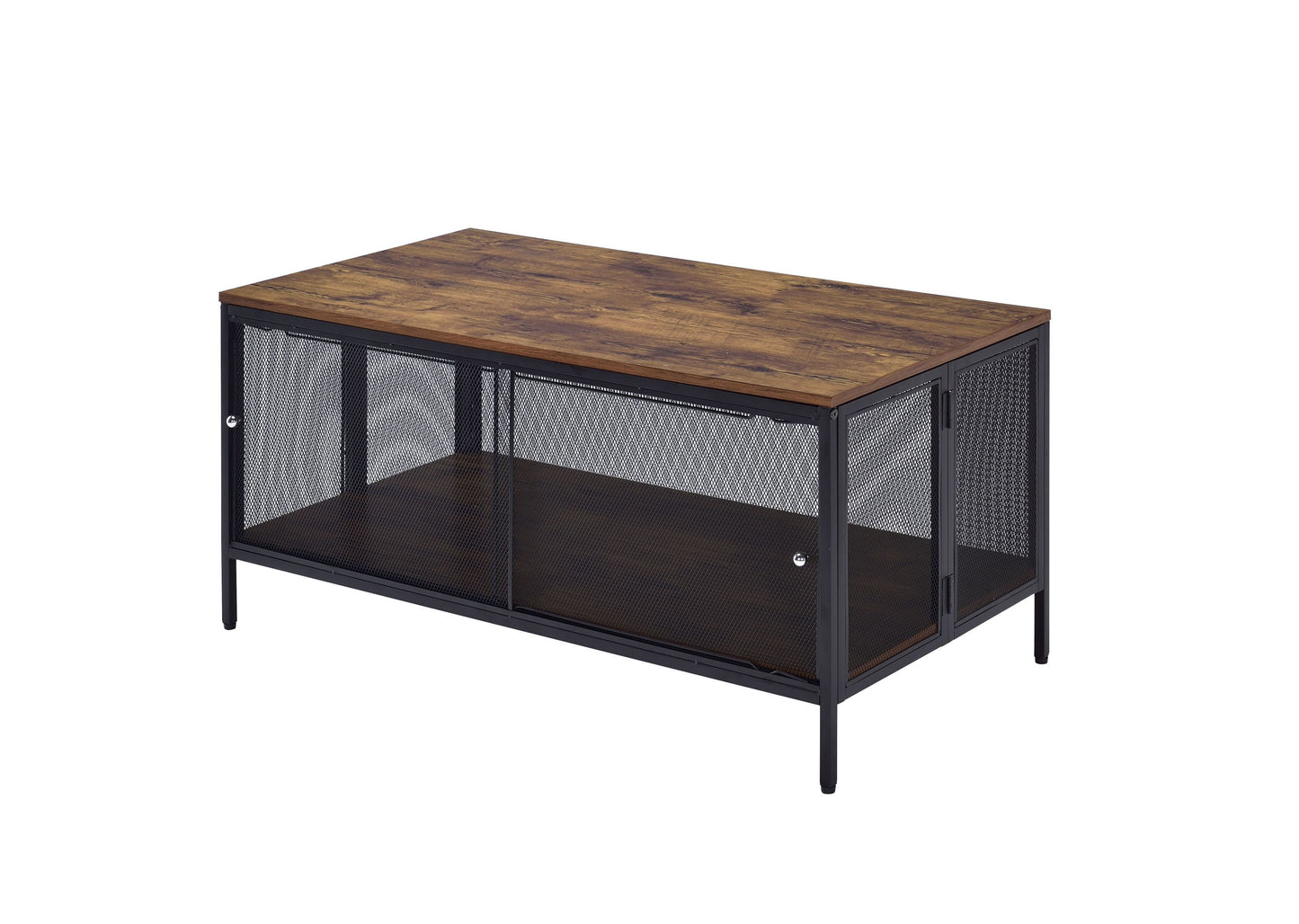 Winam Antique Oak & Black Coffee Table with Foldable Design