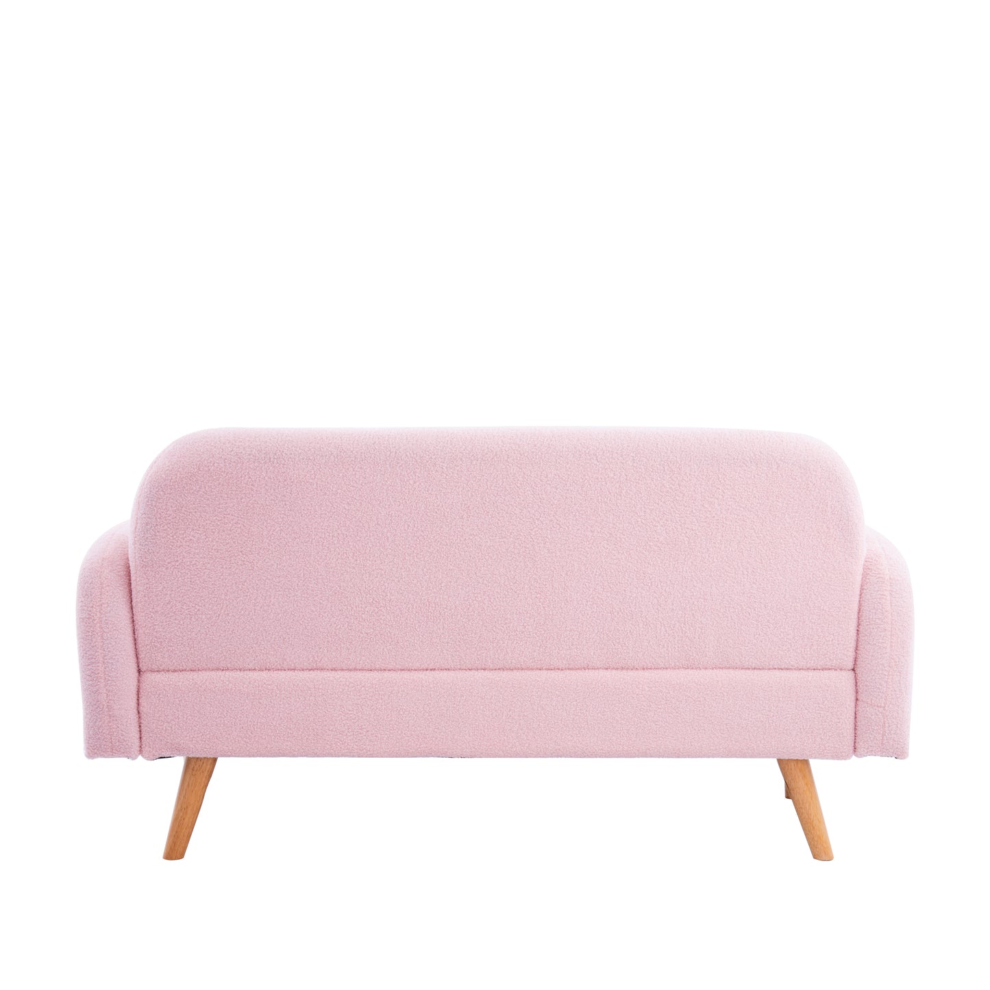 59.1 Pink Teddy Velvet Two-Seater Sofa with Three Lumbar Pillows