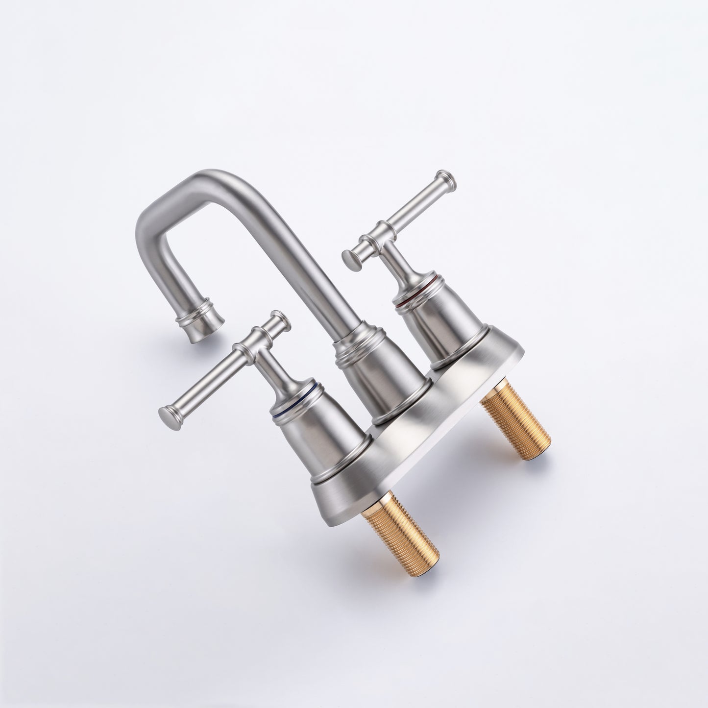 Elegant Brushed Nickel Bathroom Faucet with Dual Handles and Lift Rod Drain - Ideal for Lavatory Sink