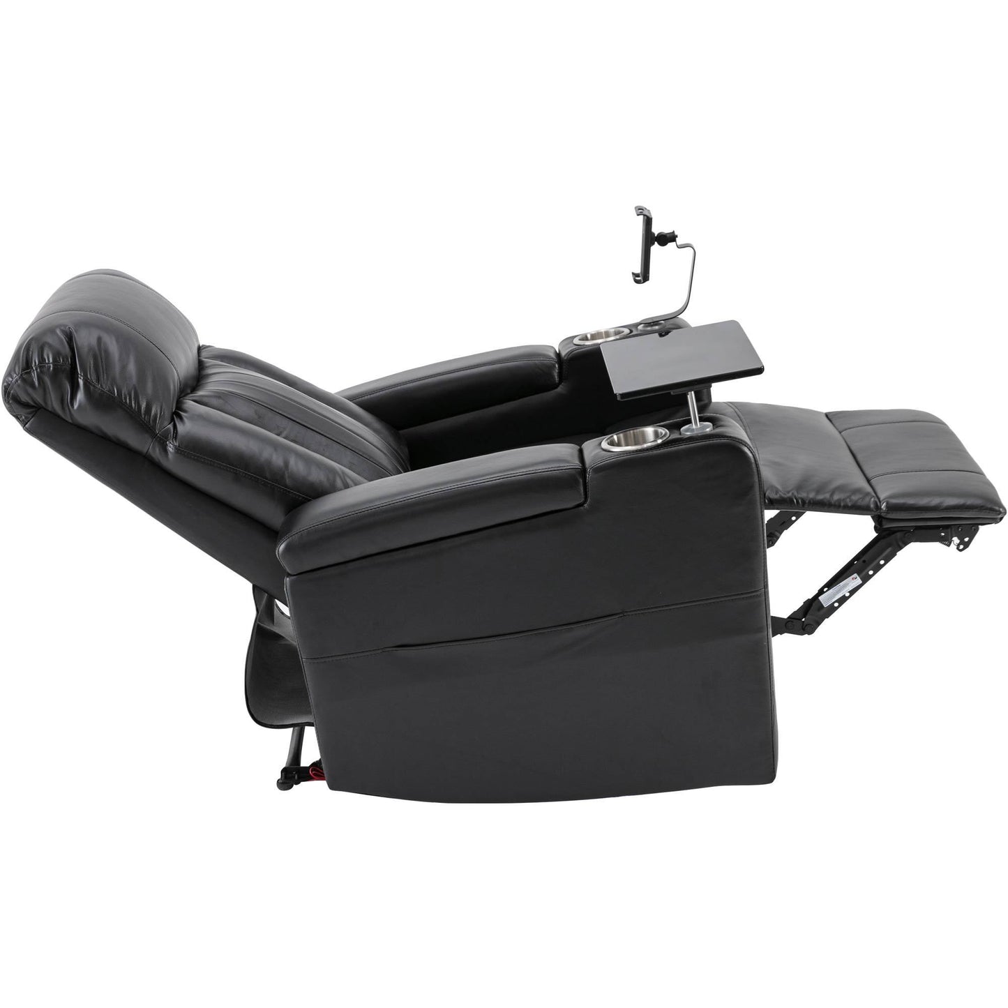 Ultimate Comfort Power Recliner with Storage Arms and Swivel Tray Table, Black