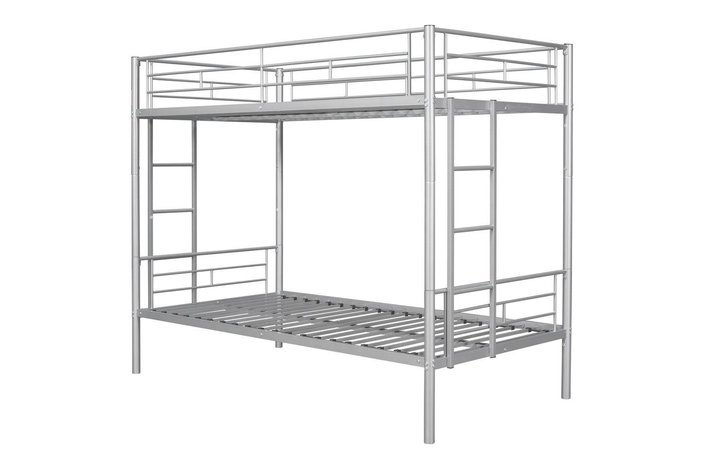 Metal Twin Bunk Bed with Trundle and Safety Features for Versatile Use