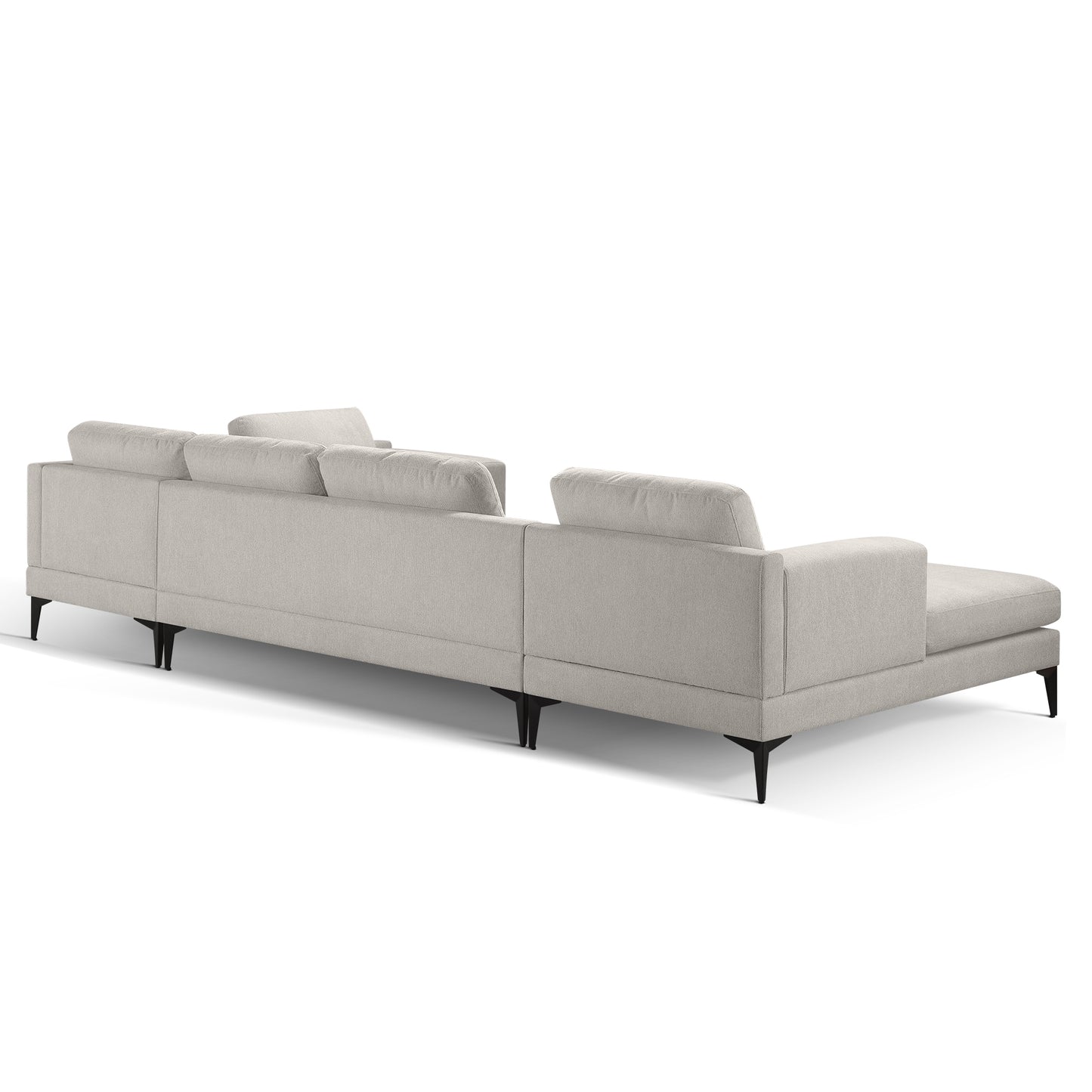 3-Piece U-Shape Upholstered Sectional Sofa Set with Reversible Chaise Lounge, Champagne Texture