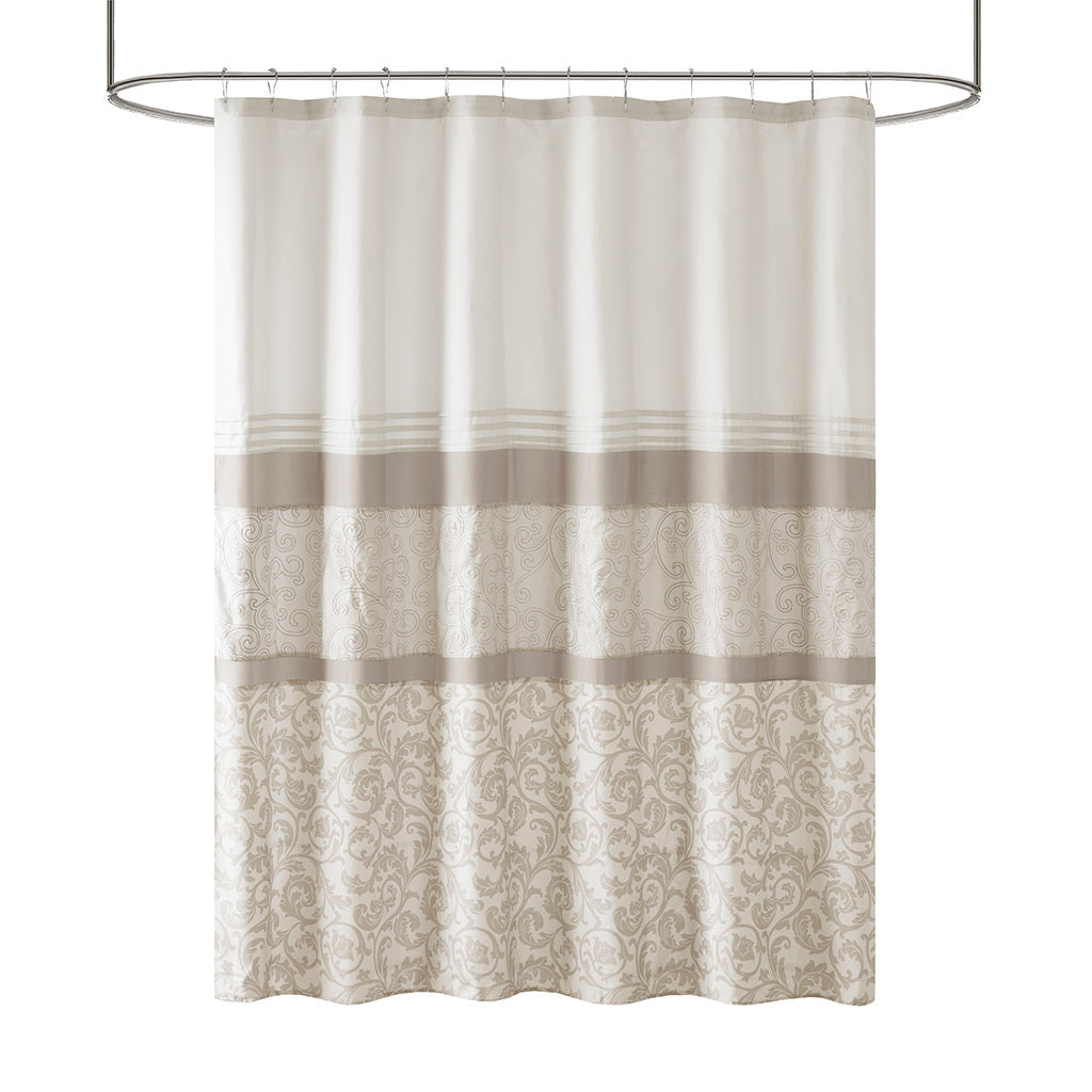 Elegant Embroidered Microfiber Bathroom Shower Curtain