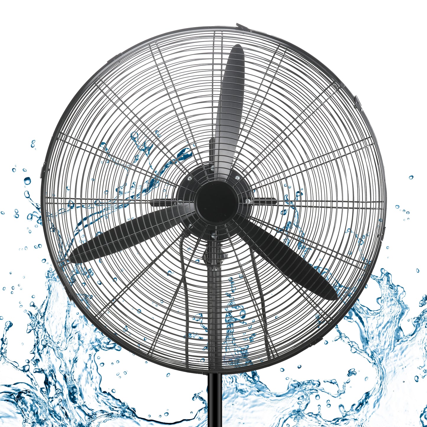 24 Inch Misting Wall Mount Fan, IP44 Waterproof Outdoor Fan, Powerful Cooling and Refreshing Mist, Adjustable Speeds, 180 Degree Oscillation,Black