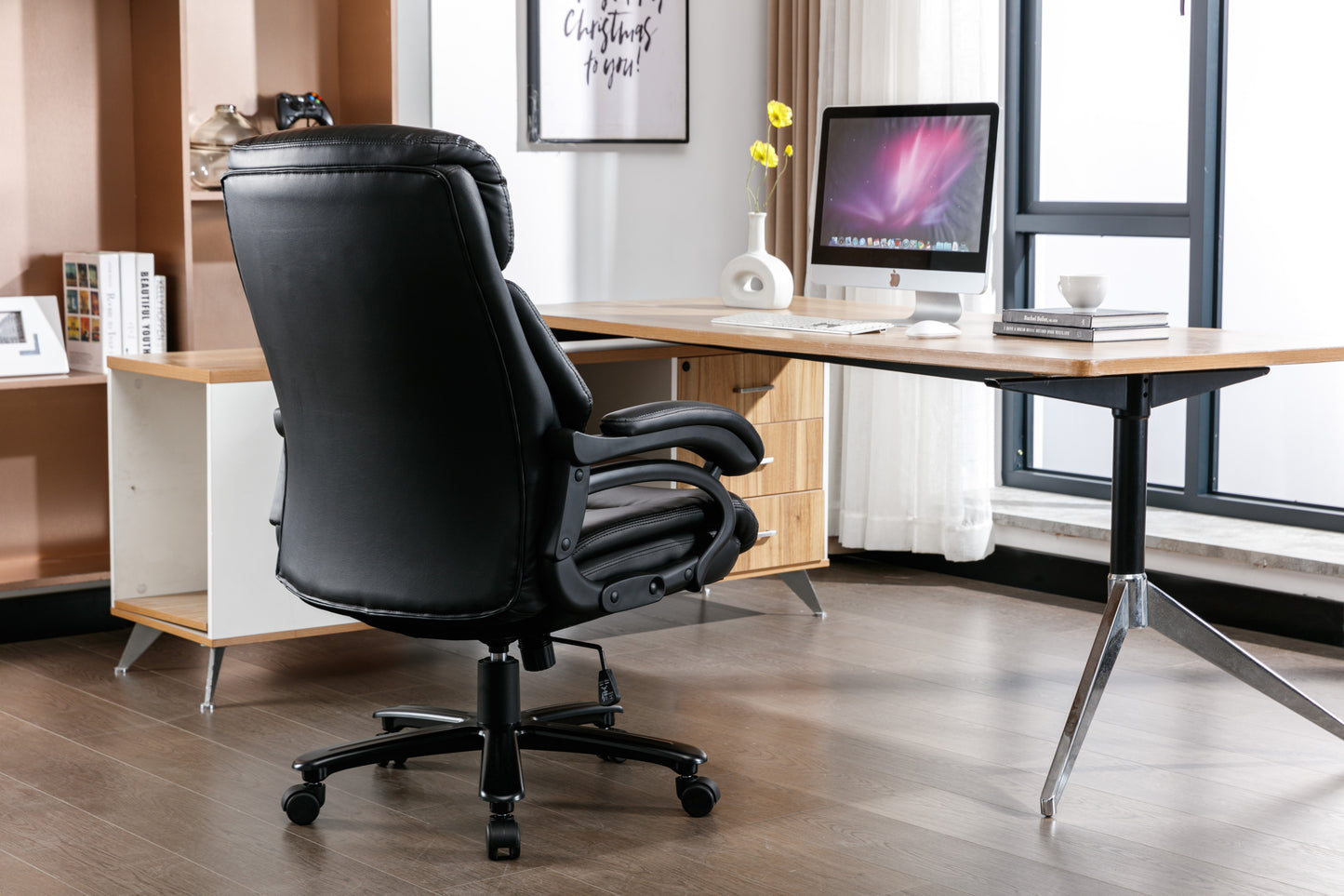 Office Desk Chair with High Quality PU Leather,Adjustable Height/Tilt,360-Degree